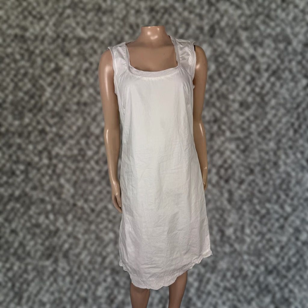 Vintage DOSA Women's Dress 100% Cotton Size S Small White Solid Sleeveless Round Neck Mini Casual Short Sleeveless Mens Womens Girls? Size S / US 4 / IT 40 - 1 Thumbnail