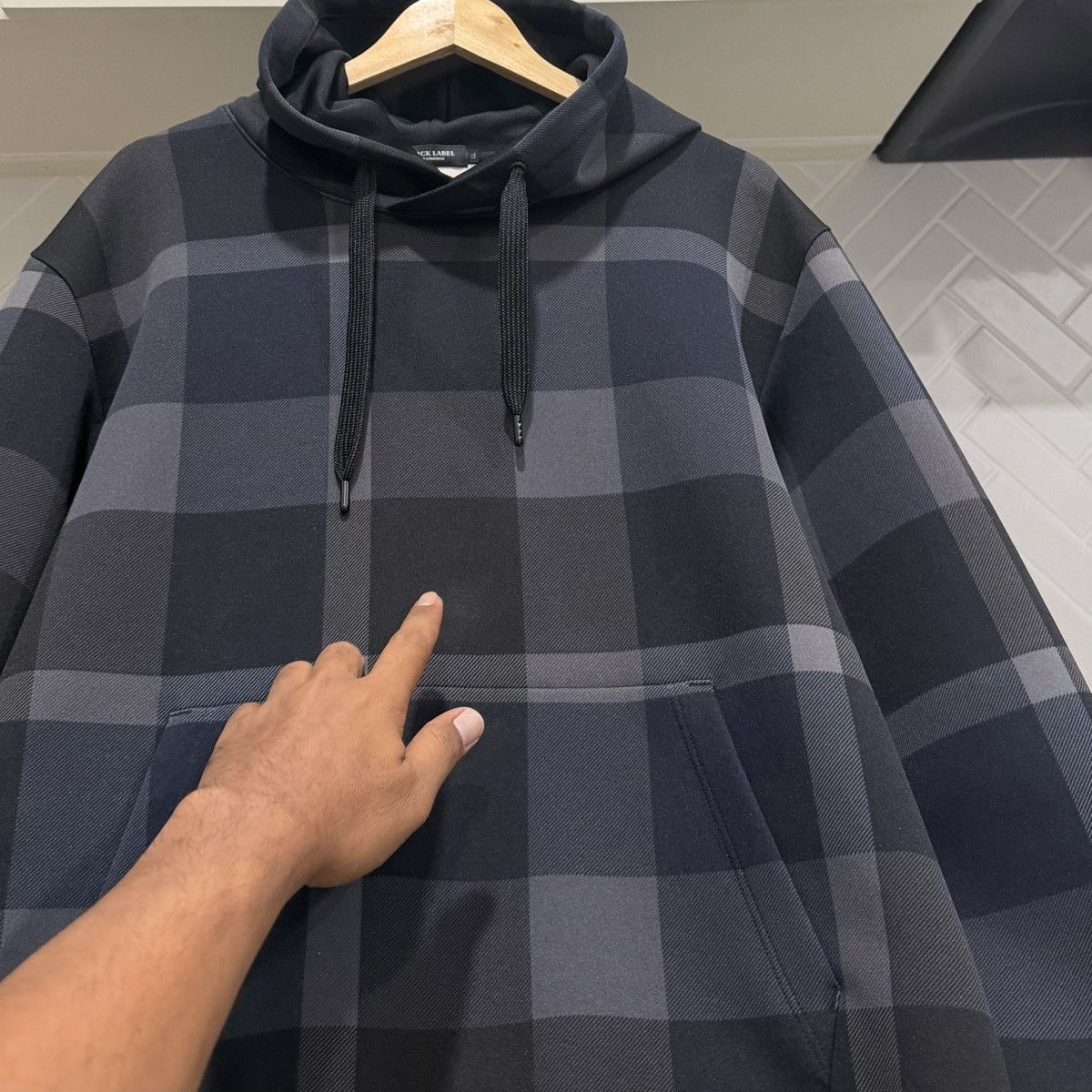 Burberry BURBERRY BLACK LABEL CRESTBRIDGE Black Checked Hoodie Size US L / EU 52-54 / 3 - 8 Thumbnail