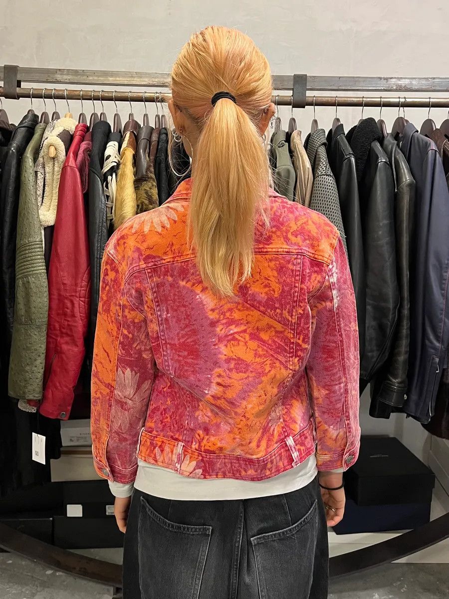 Roberto Cavalli 2000s Cavalli Orange Fire Denim Jacket Size S / US 4 / IT 40 - 3 Thumbnail