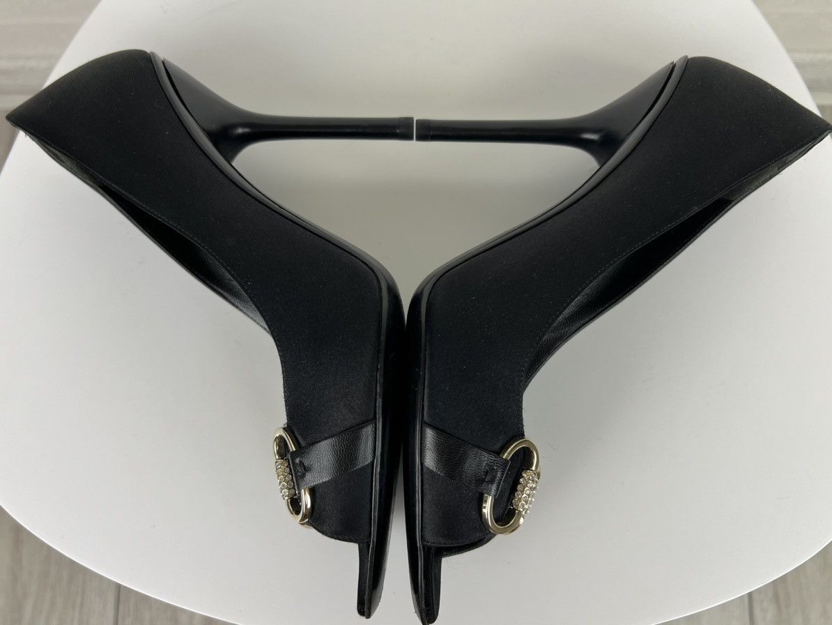 Gucci GUCCI Heels Satin Shoes Rhinestone Crystal Horsebit Peep Toe Size US 8.5 / IT 38.5 - 12 Thumbnail