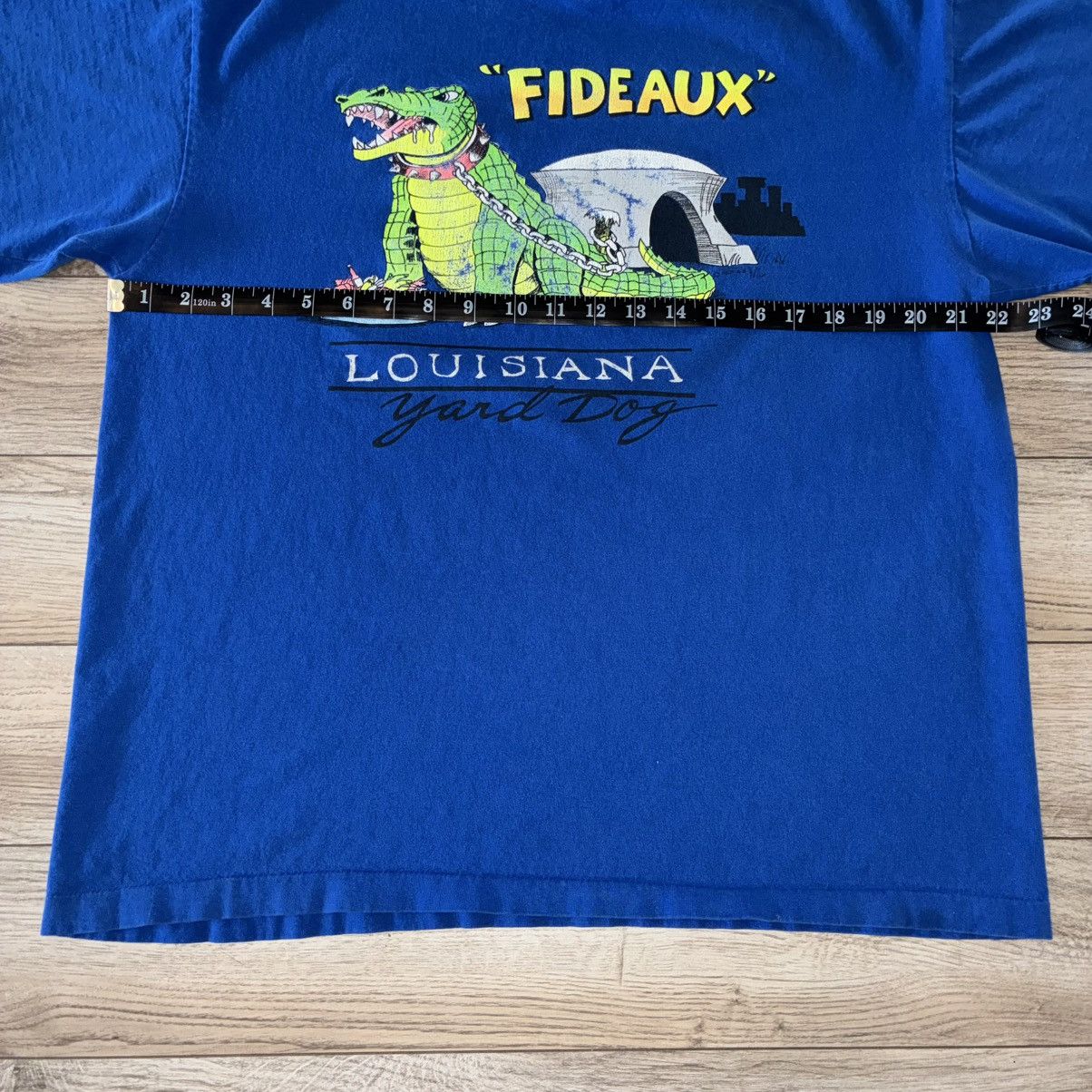 Hanes 90s Louisiana Yard Dog blue fideaux tee shirt Size US L / EU 52-54 / 3 - 5 Thumbnail