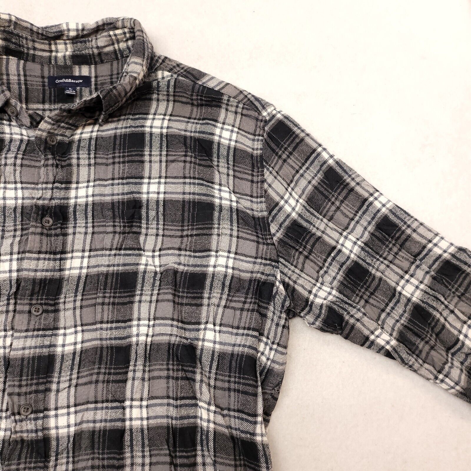 Croft & Barrow Croft & Barrow Madras Flannel Shirt Mens Size Large L Gray Size US L / EU 52-54 / 3 - 5 Thumbnail