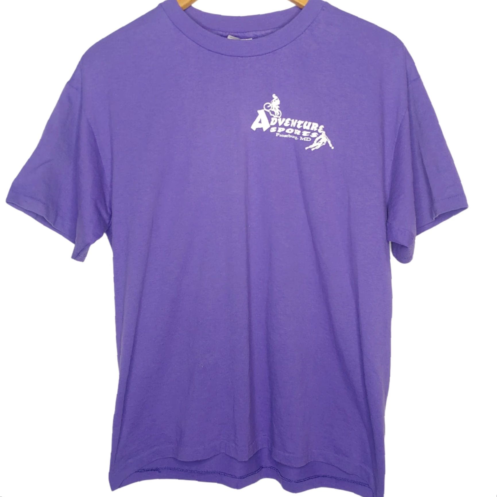 Vintage VINTAGE Hanes Heavyweight Adventure Sports Shirt Men Large Purple Short Sleeve Crew Neck Ski Bike Frostburg MD 90s Size US L / EU 52-54 / 3 - 2 Thumbnail