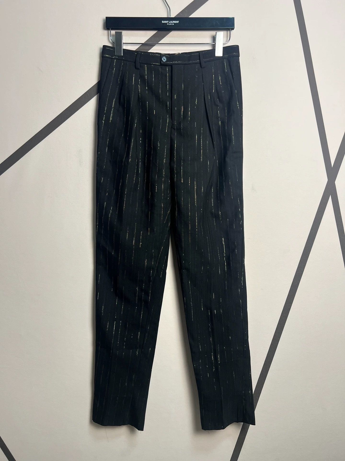 Saint Laurent Paris SLP gold-stripe peaked-lapel wool suit Size 46R - 4 Thumbnail