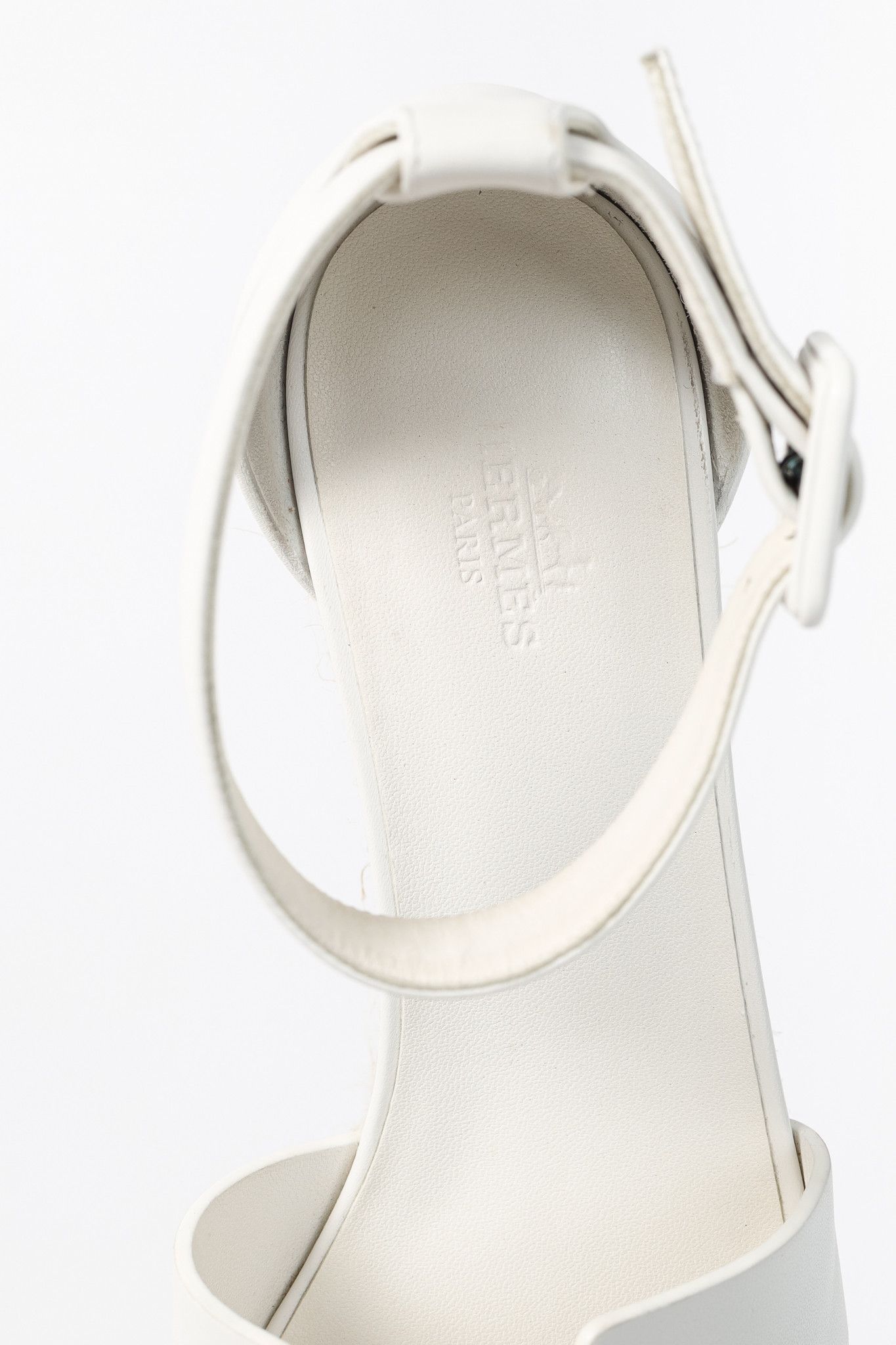 Hermes Hermes Elda White Goatskin Espadrille Wedge "H" Sandals Size US 7.5 / IT 37.5 - 10 Thumbnail
