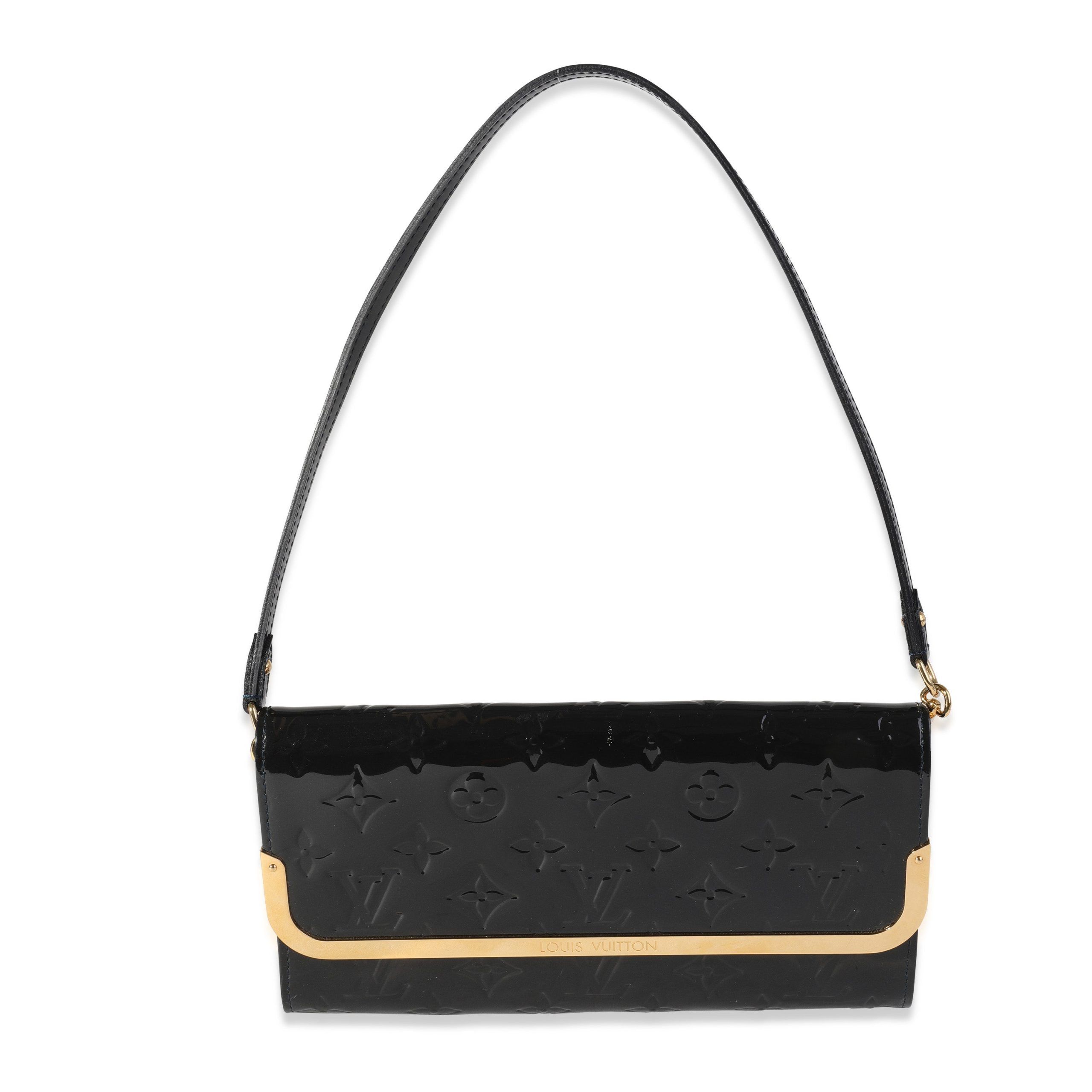 image of Louis Vuitton Bleu Infini Monogram Vernis Rossmore Clutch in Black, Women's