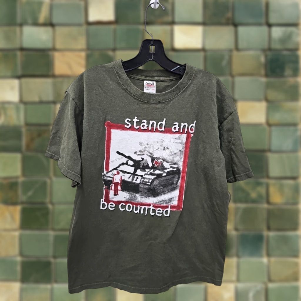 Anvil VTG Crosby Stills Nash Young Stand and Be Counted Anvil T-Shirt Large Green Crew Neck Short Sleeve Mens Shirt 2000s Band Rock Graphic Print Size US L / EU 52-54 / 3 - 1 Thumbnail