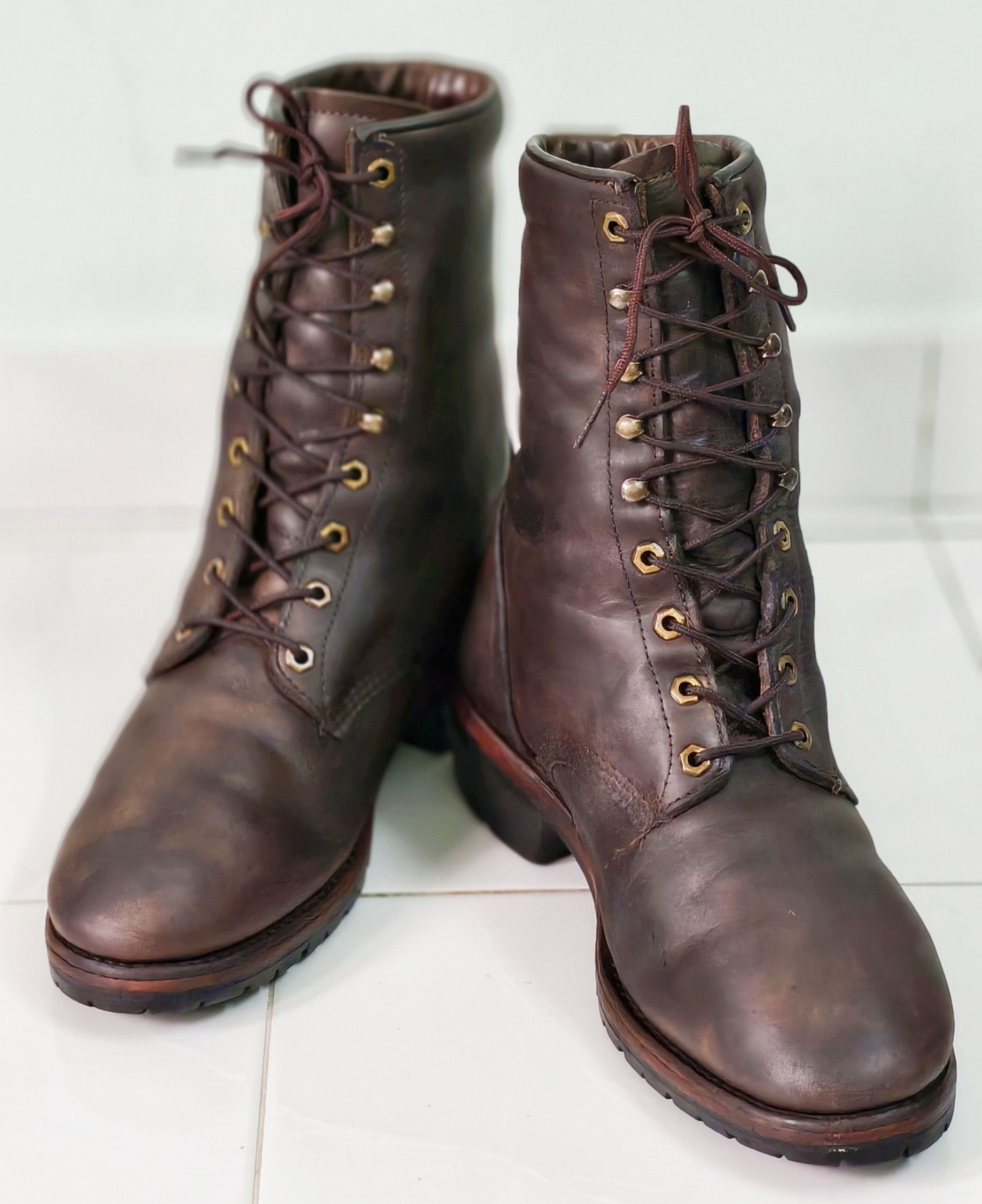 Chippewa CHIPPEWA 20090 Logger Boots Men's Brown Leather Vibram Sole Size US 12 / EU 45 - 6 Thumbnail