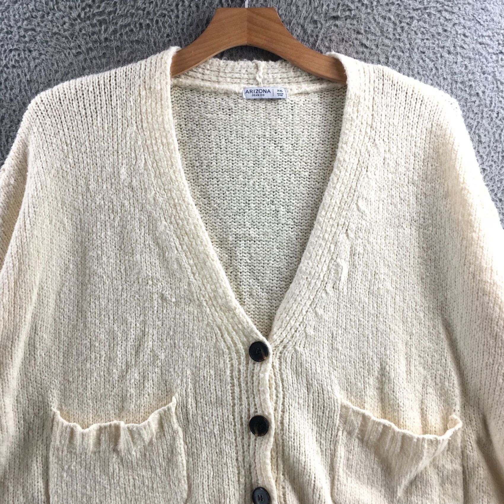 Vintage Arizona Jean Co Cardigan Sweater Womens XXL Cream Knit Long Sleeve V-Neck Casual Size XXL / US 16-18 / IT 52-54 - 2 Thumbnail
