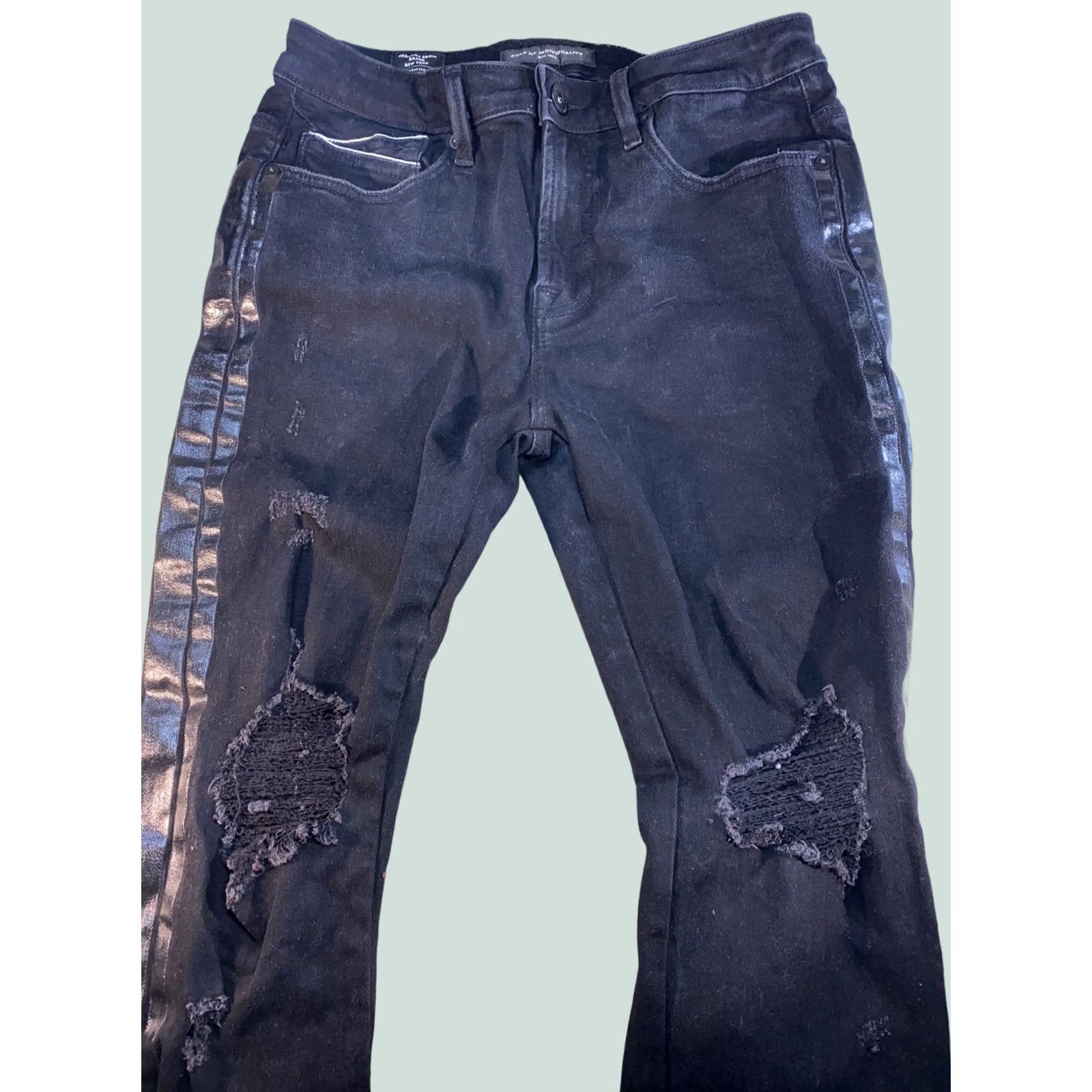 Cult Of Individuality Cult of Individuality Jeans Men 34x32 Black Distressed Tapered Color Black Mens Jeans 34x32 Size US 34 / EU 50 - 1 Thumbnail