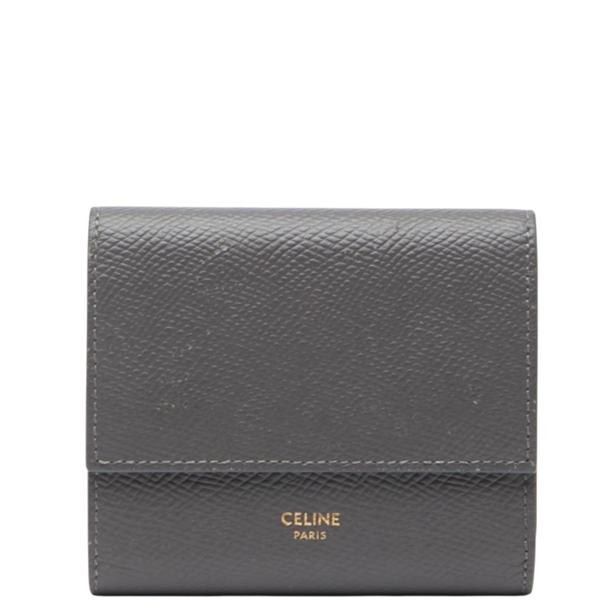 Celine Celine Tri-fold Wallet Gray Leather Women's CELINE Size ONE SIZE - 1 Thumbnail