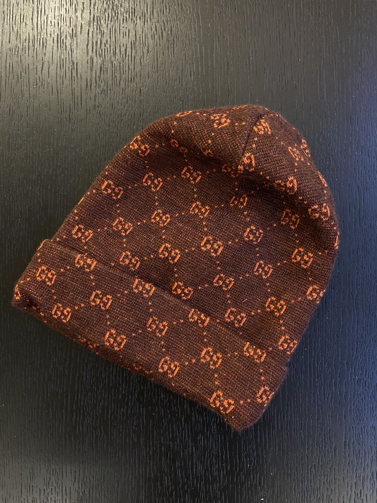 image of Gucci Wool Monogram Beanie, Men's