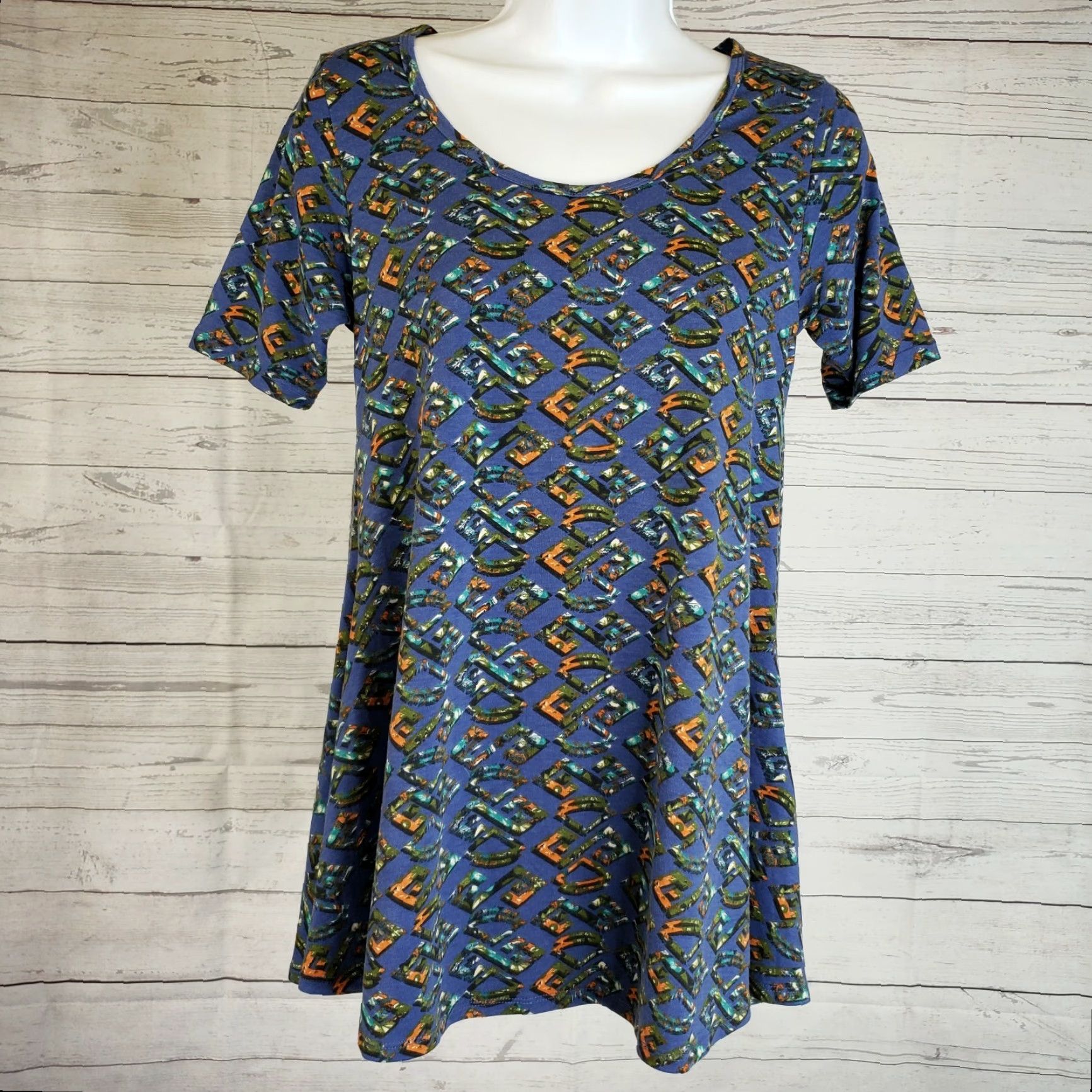 Vintage LuLaRoe Shirt Womens Perfect T 2XS Blue Green Short Sleeve Round Neck Casual 2XS Womens LuLaRoe Shirt 90s? Size 24" / US 00 / IT 34 - 2 Thumbnail