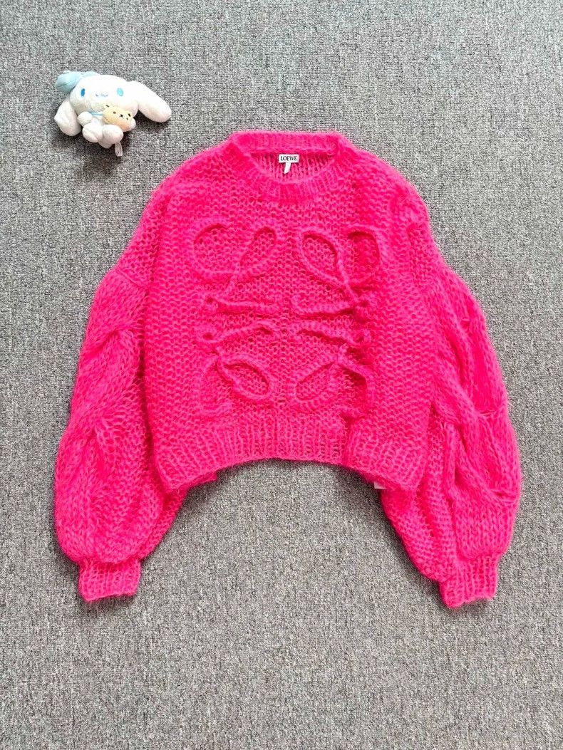 Loewe LOEWE Fluorescent pink logo knit sweater Size XS / US 0-2 / IT 36-38 - 1 Thumbnail
