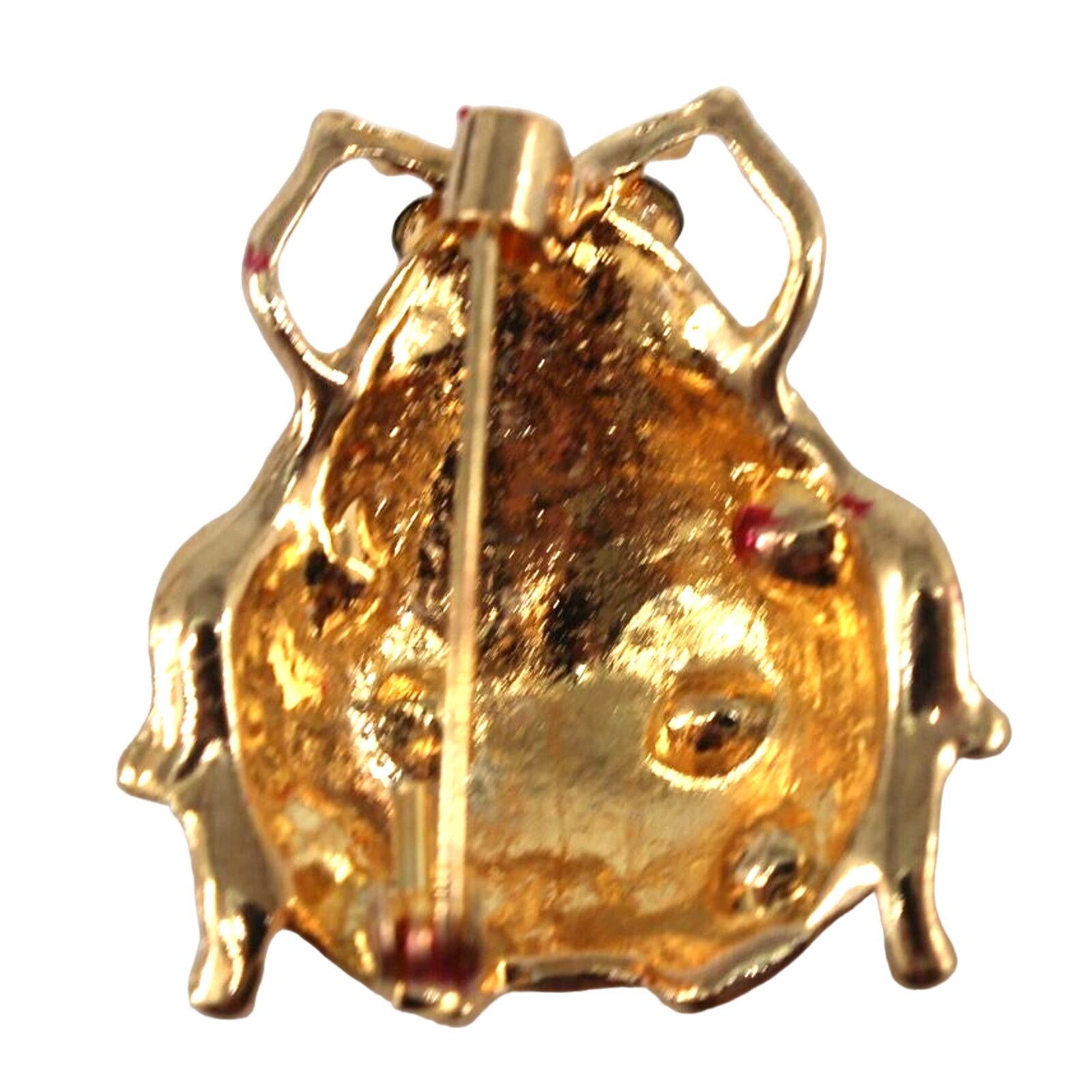 Other Red Black Champagne Rhinestone Lady Bug Brooch •Goldtone •1" Size ONE SIZE - 5 Thumbnail
