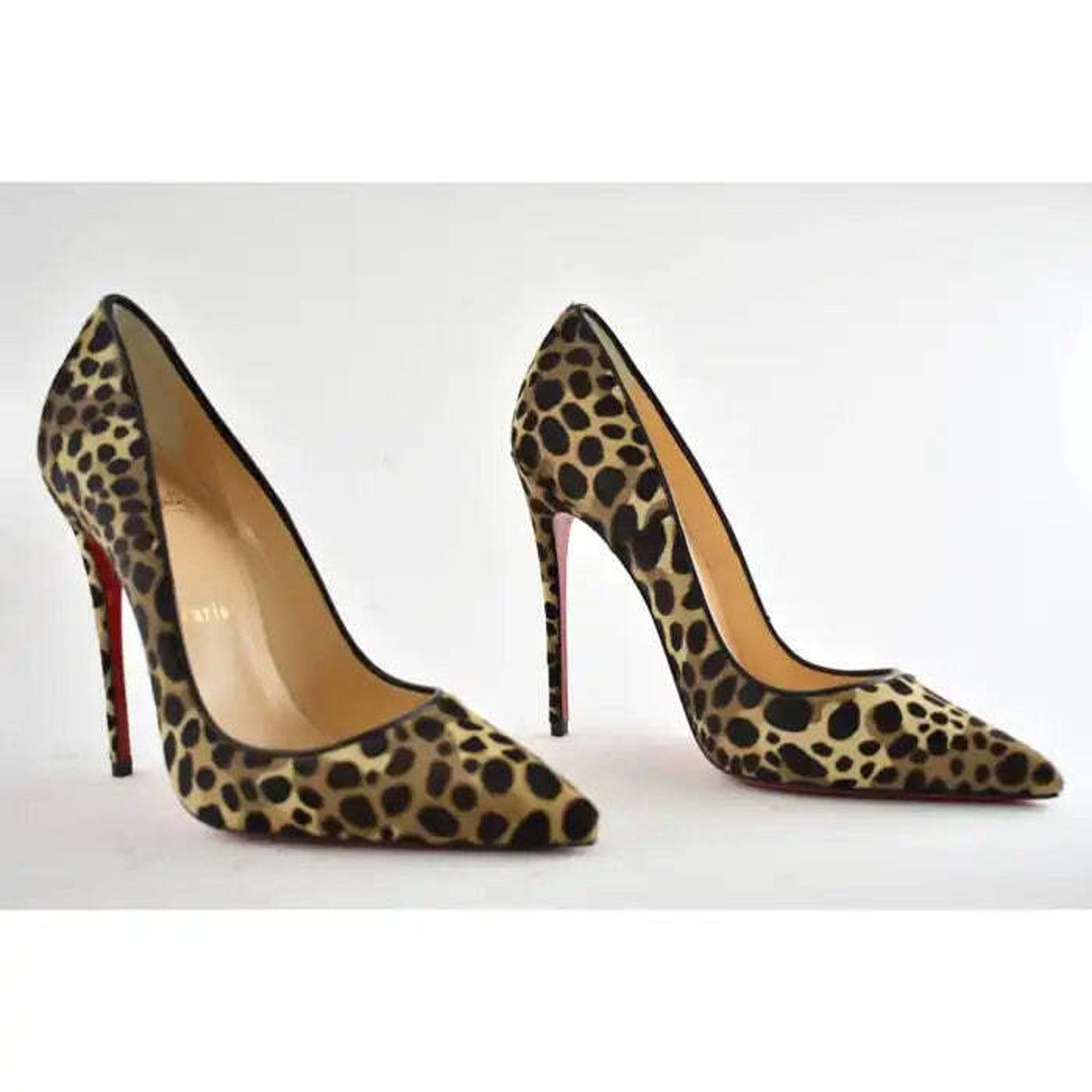 Christian Louboutin So Kate 120 Pony Fur Leopard Black Brown Heel Pump 37.5 Size US 7.5 / IT 37.5 - 4 Thumbnail