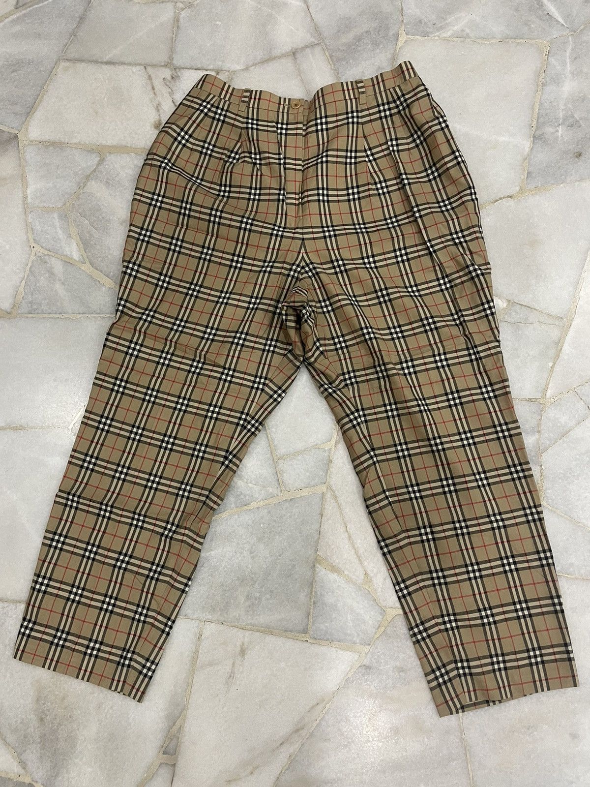 image of Burberry Nova Check Pants in Brown, Men's (Size 30)