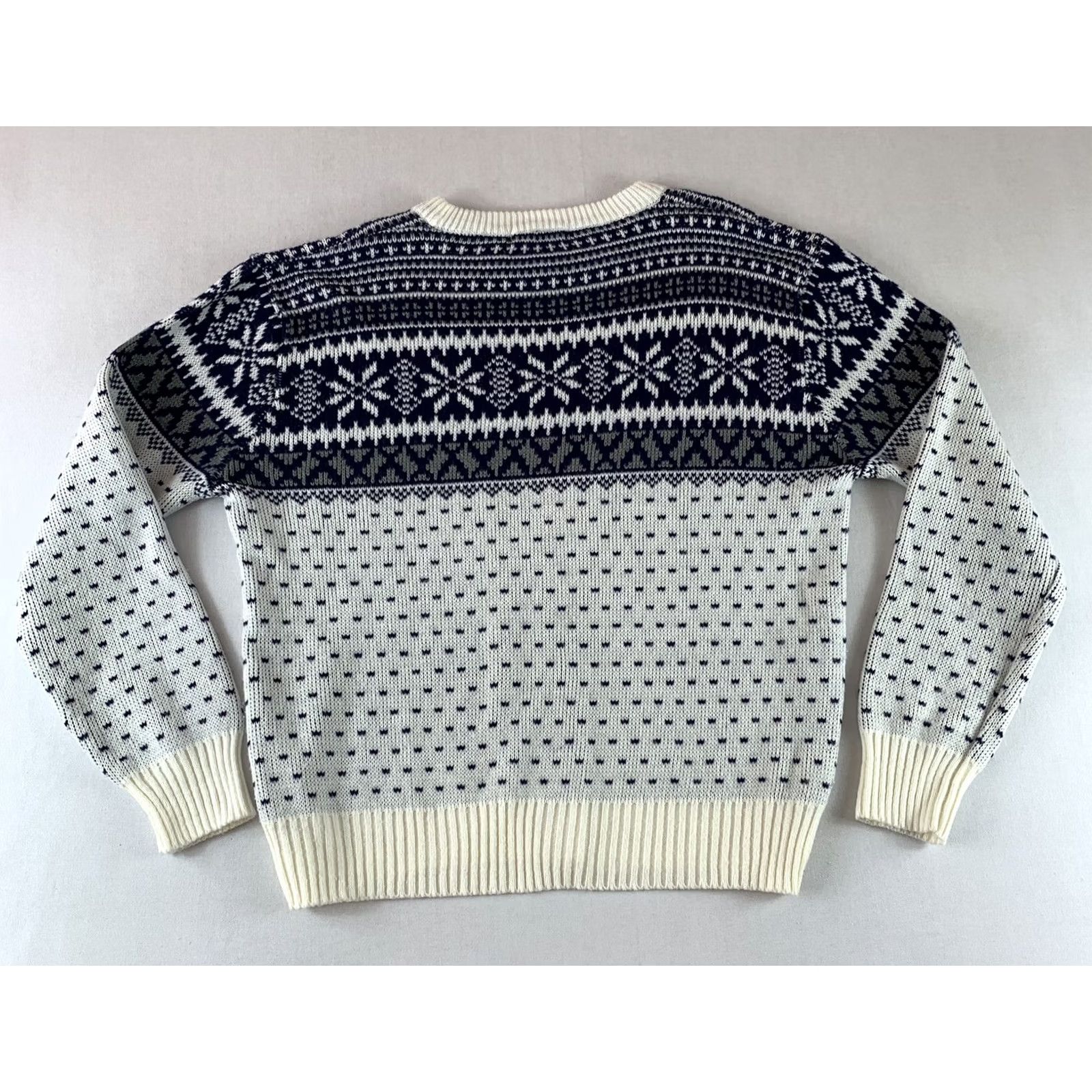 Vintage ASTOR ONE FAIR ISLE KNIT SWEATER MENS LARGE BLUE WHITE PULLOVER ACRYLIC WINTER SIZE Size US L / EU 52-54 / 3 - 2 Thumbnail