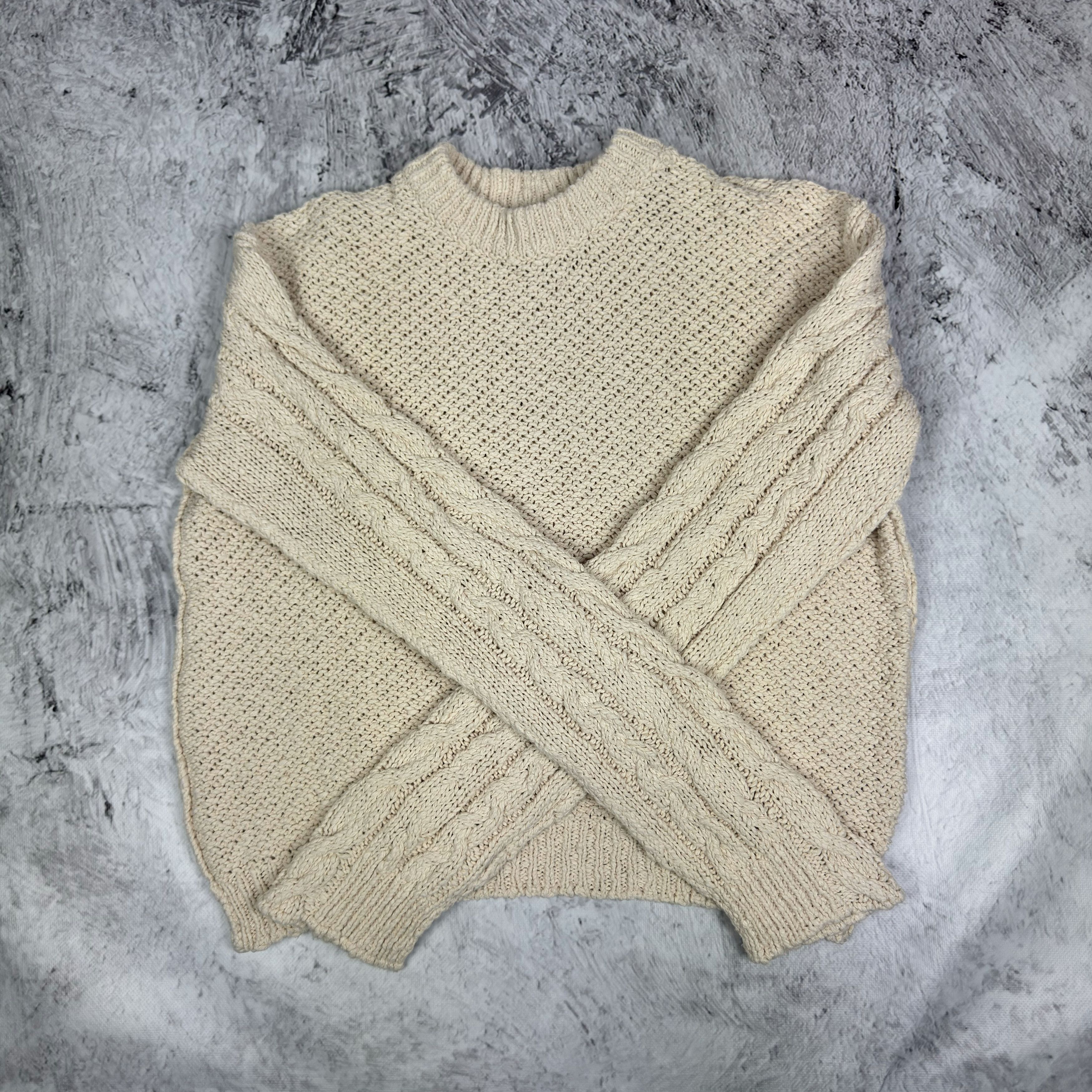 Acne Studios Hila Cable Womens Beige Knit Pullover Sweater M