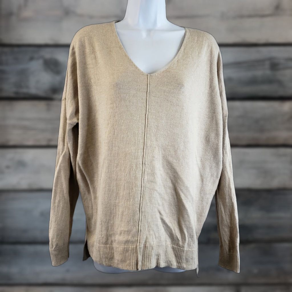 Vintage VINTAGE Leith Womens Pullover Sweater XS Beige V-Neck Rayon Blend Long Sleeve Size XS / US 0-2 / IT 36-38 - 1 Thumbnail