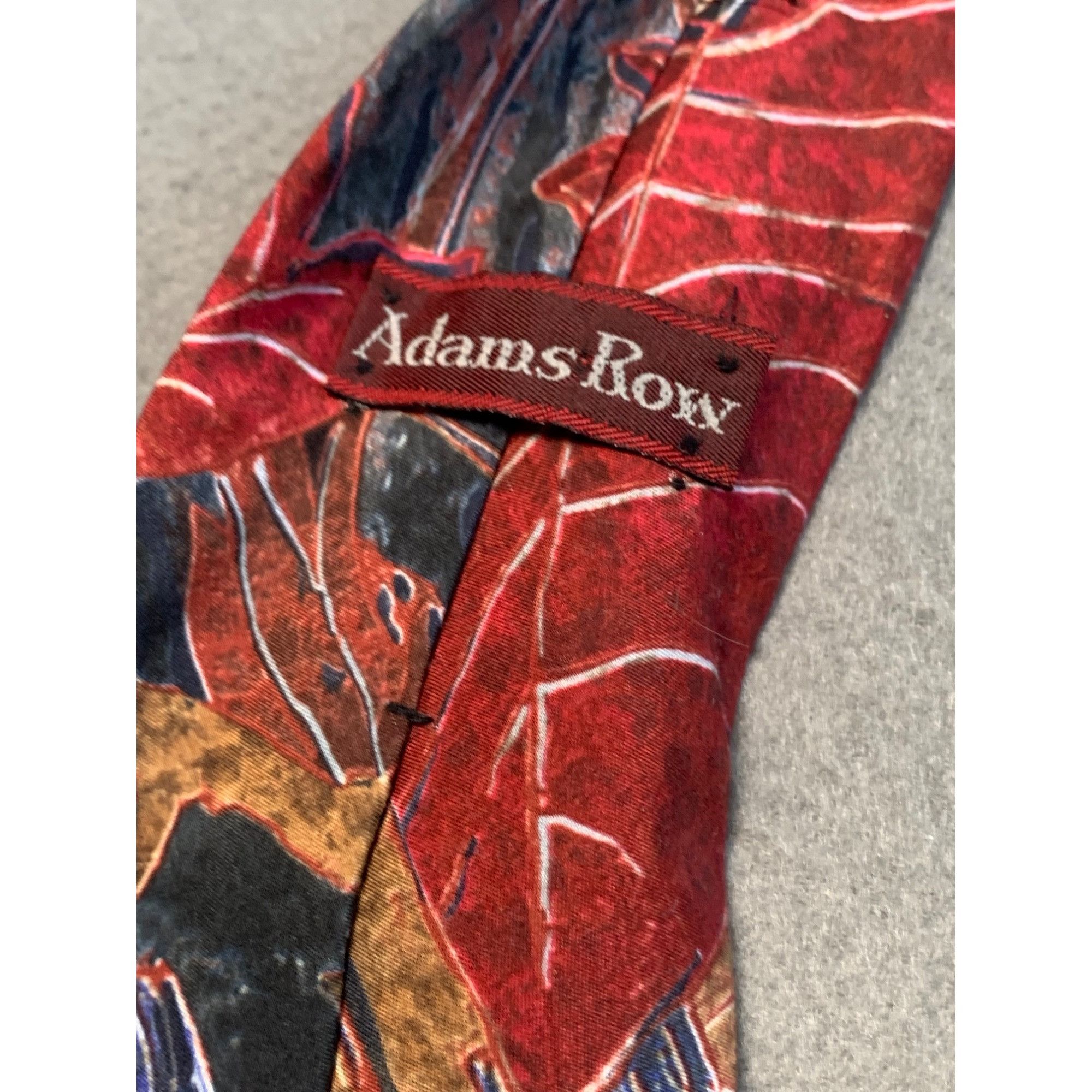 Adams Row Adams Row Mens Tie Microfiber Red Brown Leaf Pattern Necktie Size ONE SIZE - 3 Thumbnail