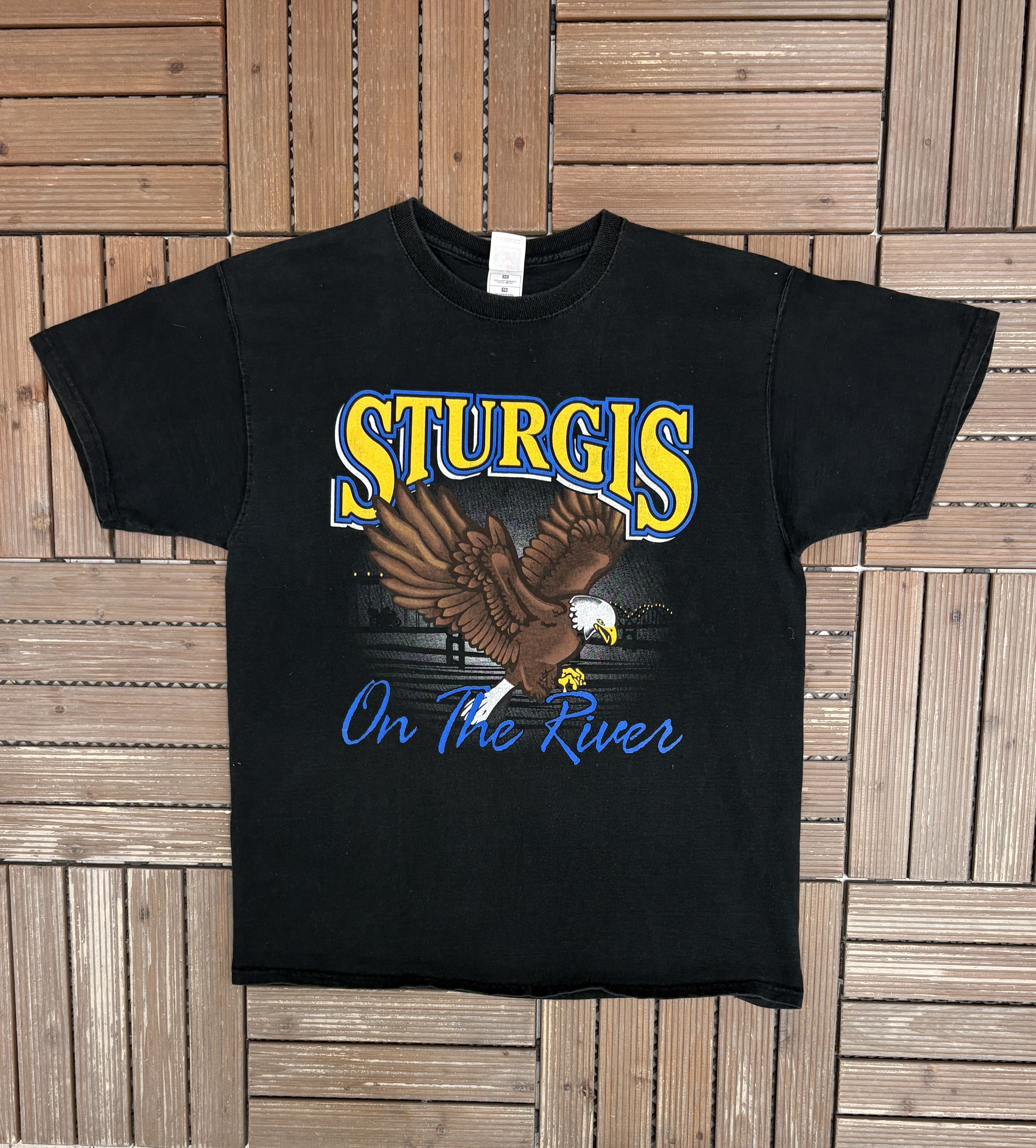 Vintage Sturgis On The River 2001 Vintage Black T-Shirt Tee Size US XL / EU 56 / 4 - 1 Thumbnail