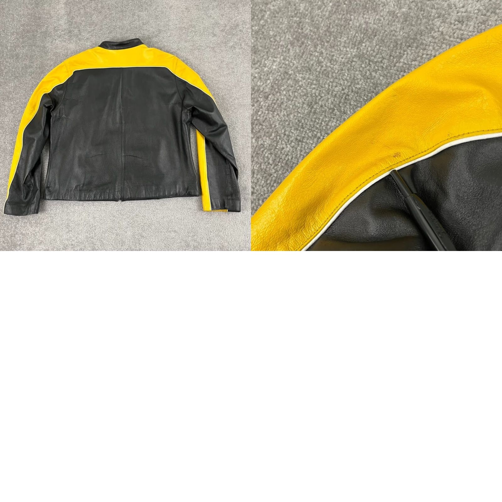 NASCAR VINTAGE Velocity Jacket Womens XL Black Yellow Leather Matt Kenseth Retro Full Zip - Motorcycle, Classic, Biker, Vintage, 90s style Size XL / US 12-14 / IT 48-50 - 9 Thumbnail