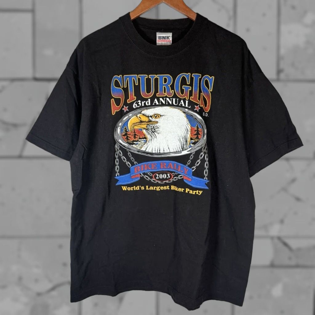 Vintage VTG BNK Black Sturgis 63rd Bike Rally 2003 Graphic Tee Mens XL T-Shirt Graphic Tee Size US XL / EU 56 / 4 - 1 Thumbnail