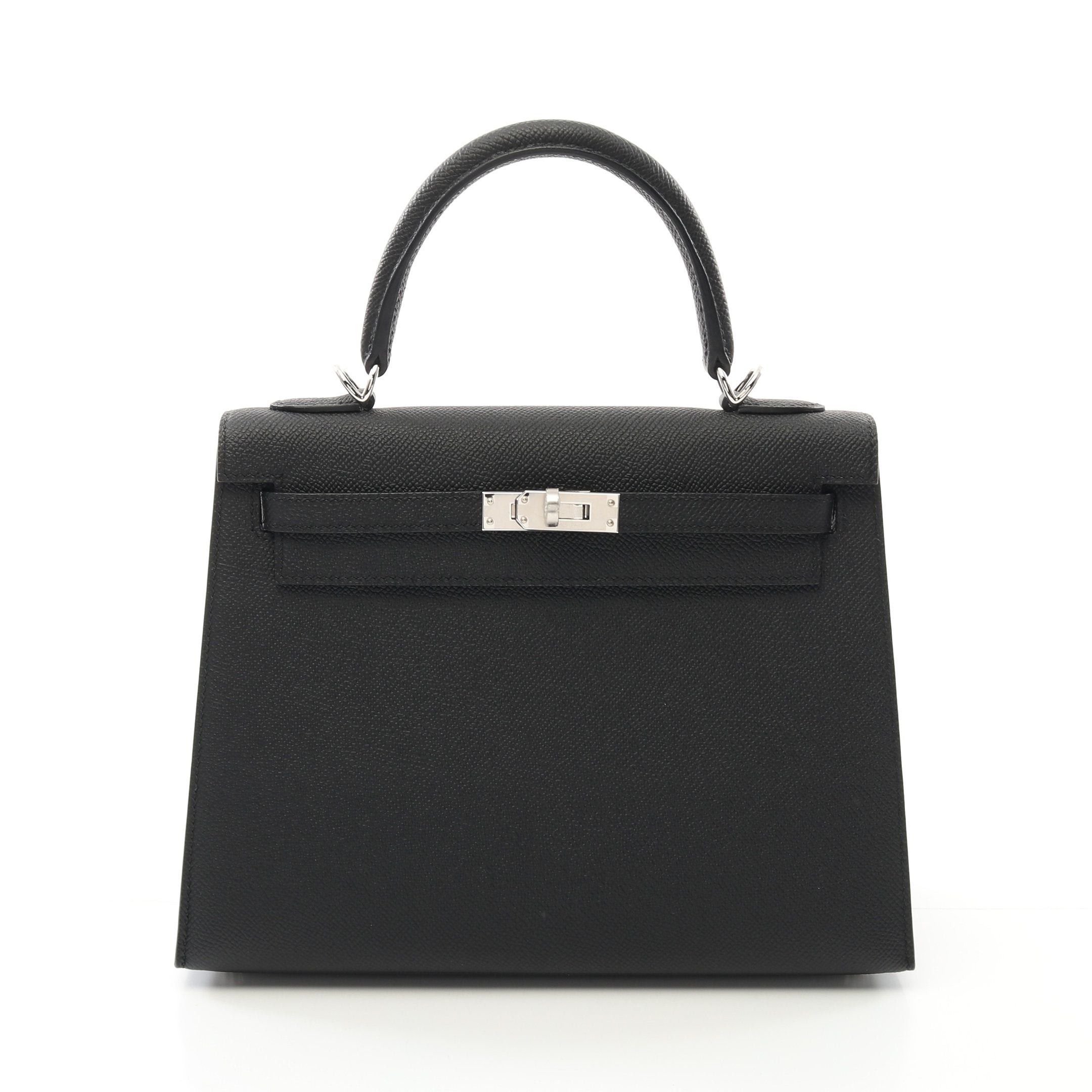 Hermes Hermes Kelly 25 Handbag Veau Epsom Black Silver Hardware Outside Sewing Double Engraved Size ONE SIZE - 1 Thumbnail