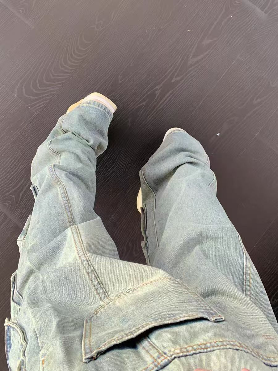 Japanese Brand × Jean Vintage street straight micro flare multi-pocket jeans Size US 31 - 3 Thumbnail