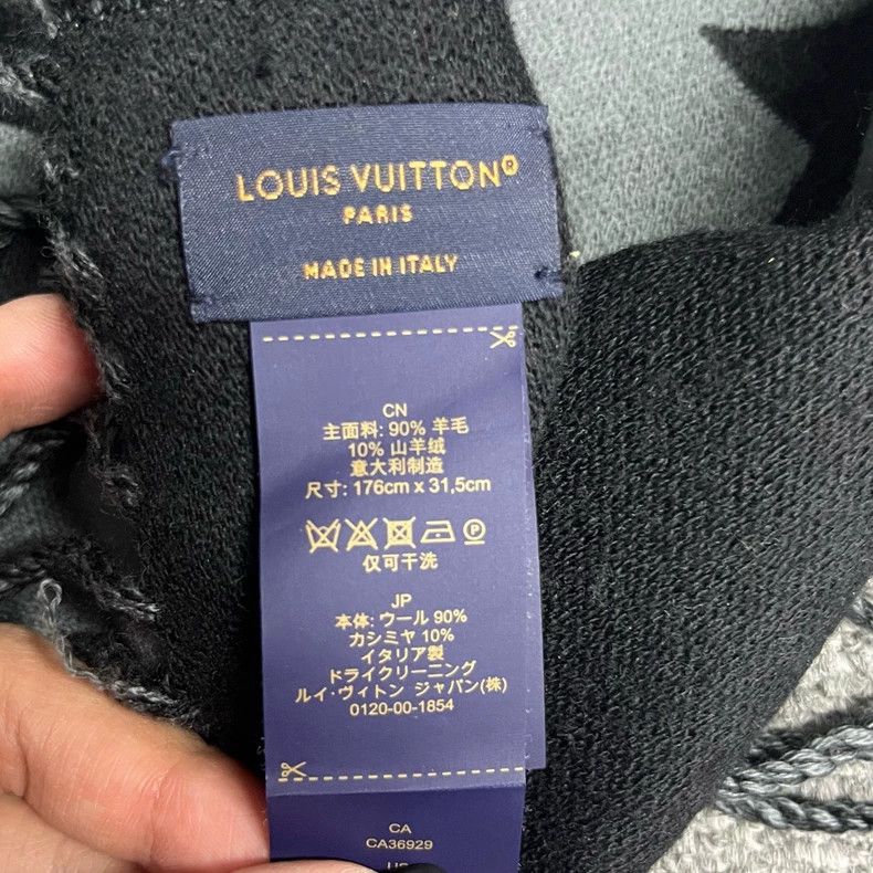 Louis Vuitton Louis Vuitton Black two-tone design wool scarf Size ONE SIZE - 4 Thumbnail