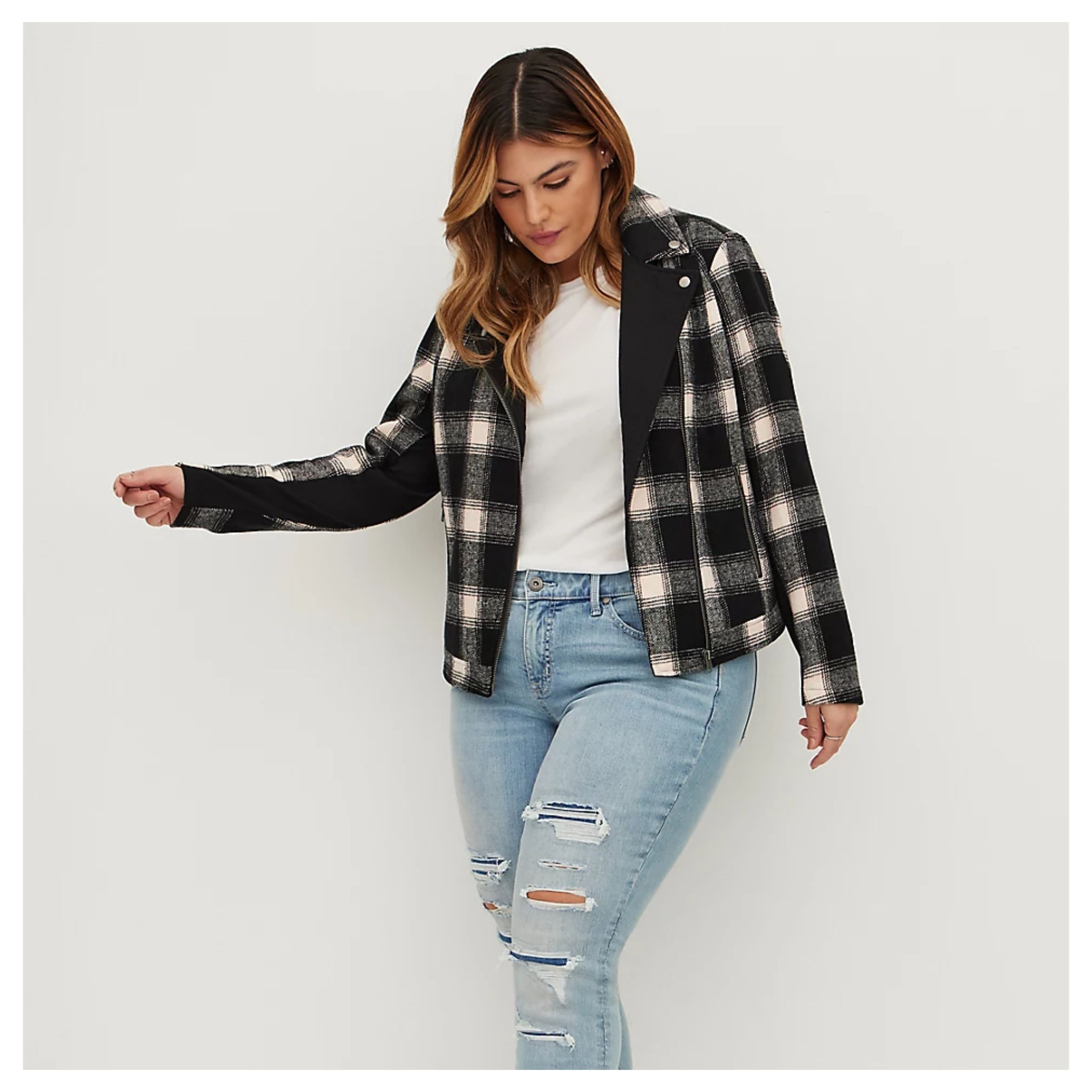 Torrid Torrid Flannel Moto Jacket Size 3XL / US 20-22 - 1 Thumbnail