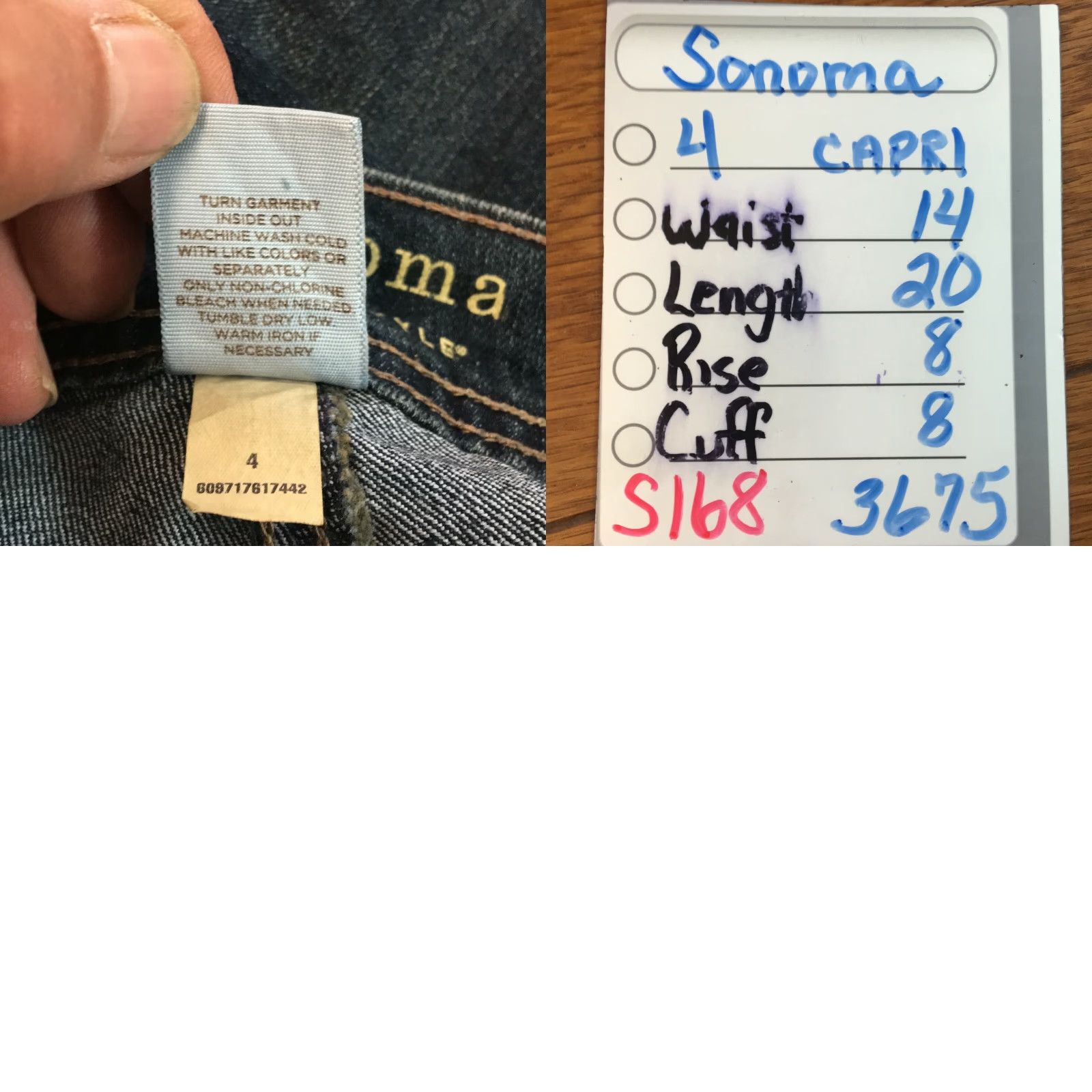 Denime Womens Sonoma Life + Style Straight Cuffed Stretch Blue Denim Capri Jeans Size 4 Size 27" / US 4 / IT 40 - 8 Thumbnail