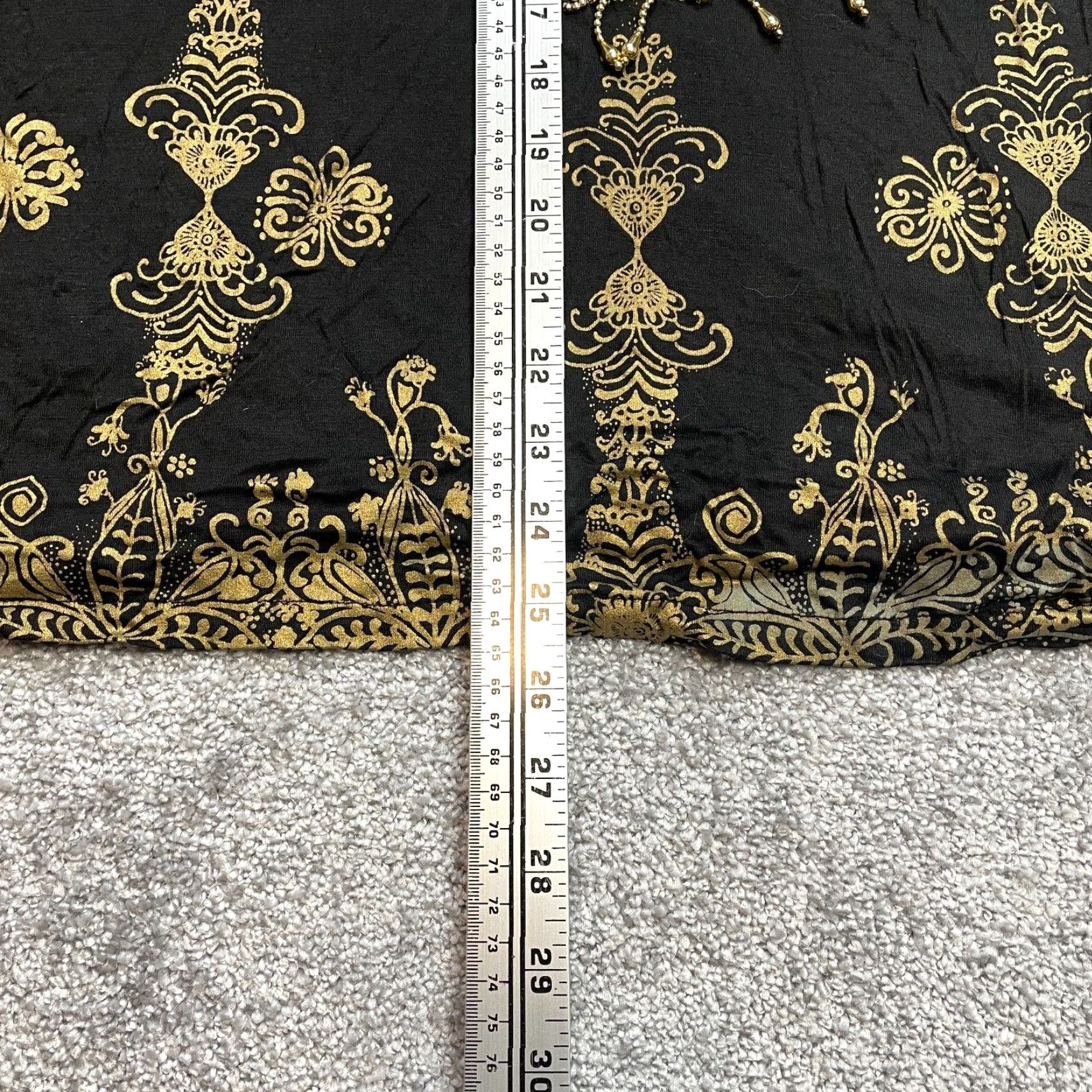 Vintage Bali Blouse Womens One Size Black Gold Beaded Shiny Hearts Soft Size ONE SIZE - 5 Thumbnail