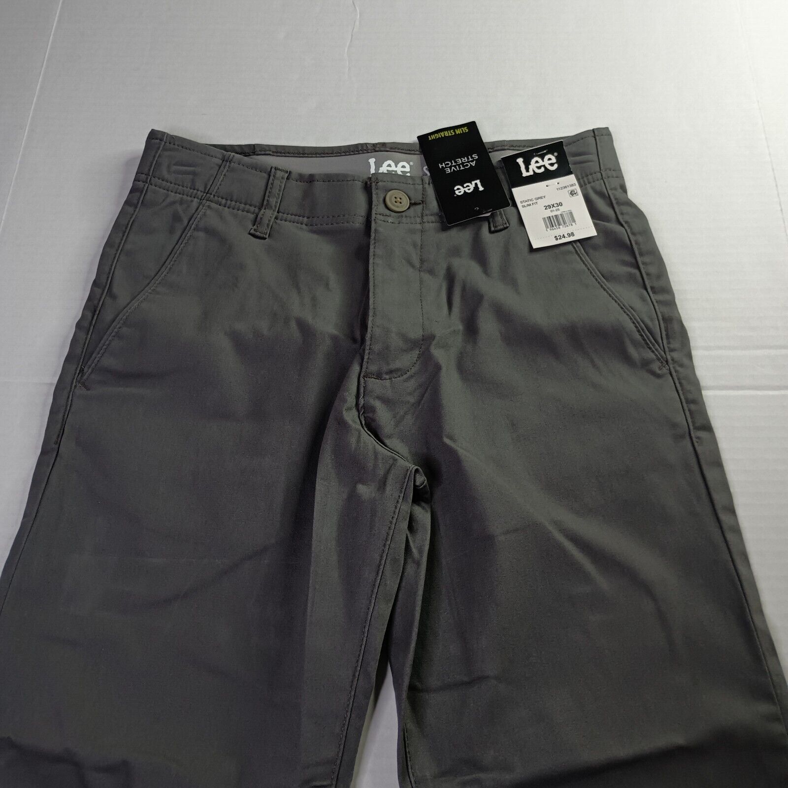 Lee Lee Chino Motion Flex Waistband Pants Men's 29x30 Gray Slim Size US 29 - 3 Thumbnail