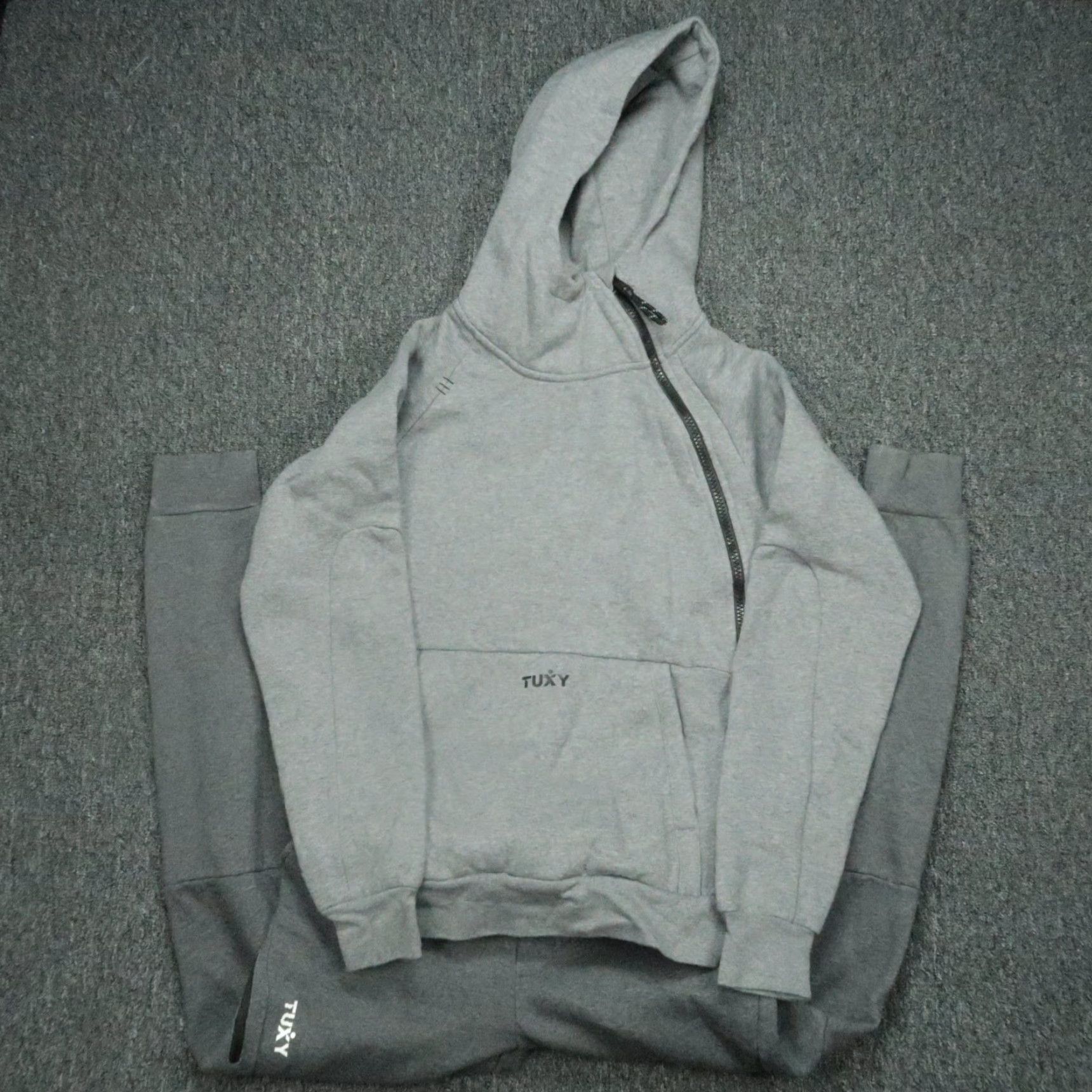 Vintage Tuxy Mens Hoodie Sweat Jumpsuit One Piece Zip Up Gray M Sweatshirt Set Hoodie and Pants Regular Fit Casual Activewear/Sweatsuit Mens Size US M / EU 48-50 / 2 - 2 Thumbnail