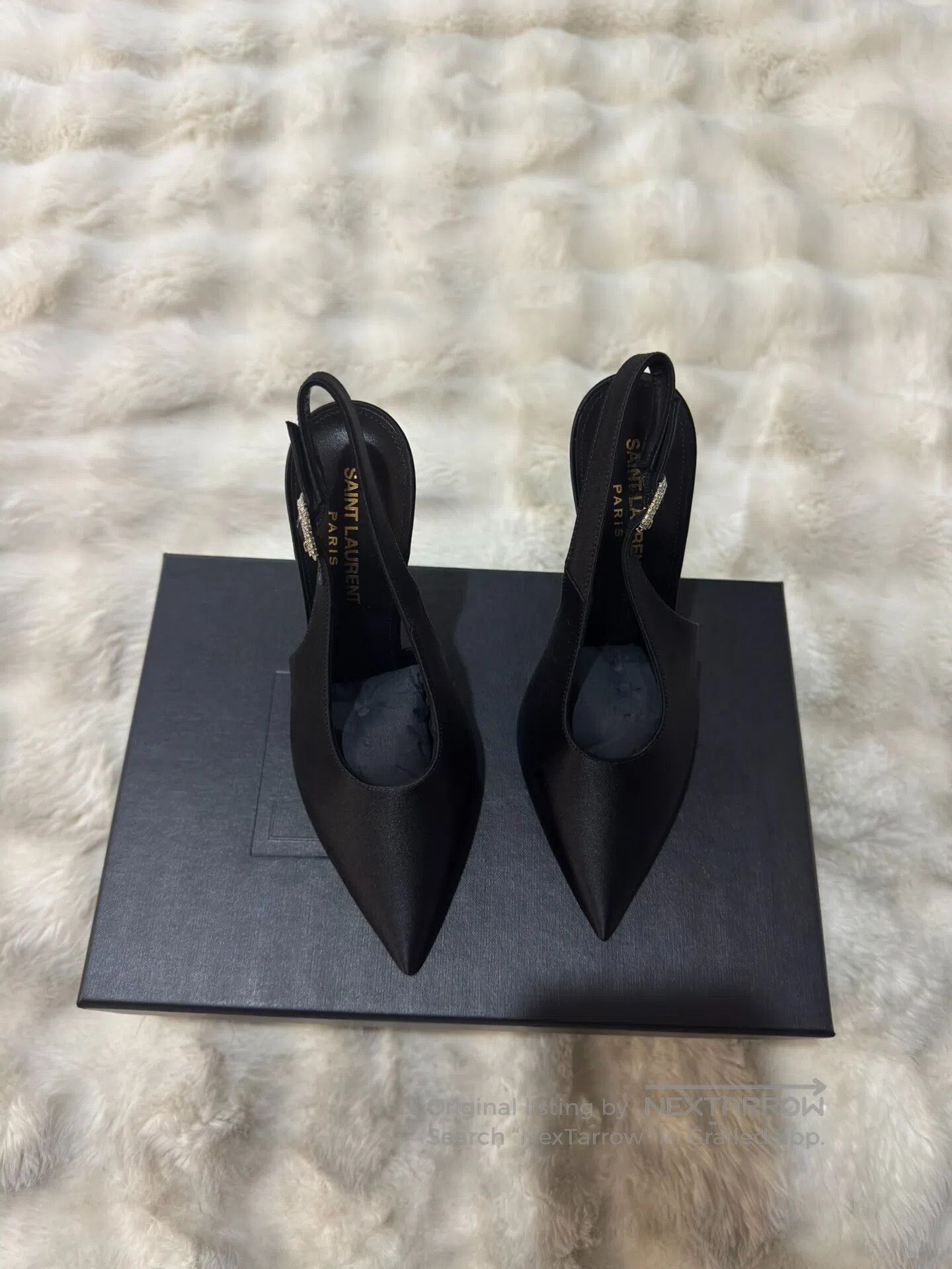 Saint Laurent Paris Saint Laurent Paris Black Crystal Satin High Heels| Size US 5.5 / IT 35.5 - 6 Thumbnail