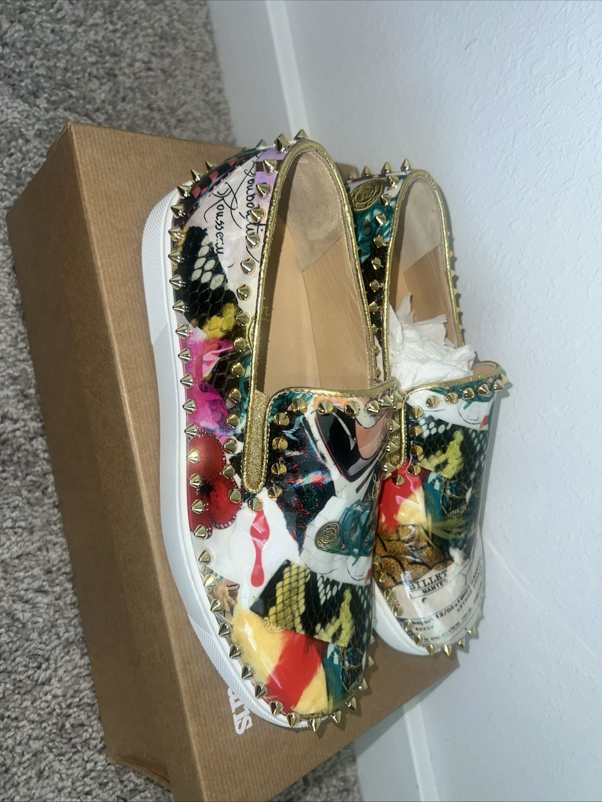Christian Louboutin Christian Louboutin Pick Boat Patent Trash Spikes Size 38 Size US 8 / IT 38 - 1 Thumbnail