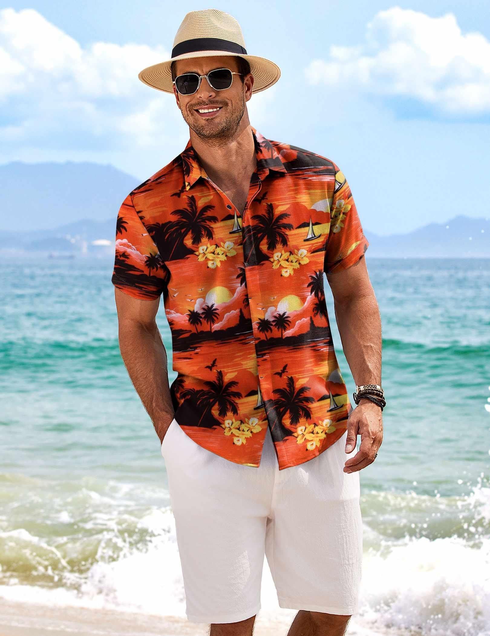 Other Men's linen beach summer shirt Size US L / EU 52-54 / 3 - 5 Thumbnail