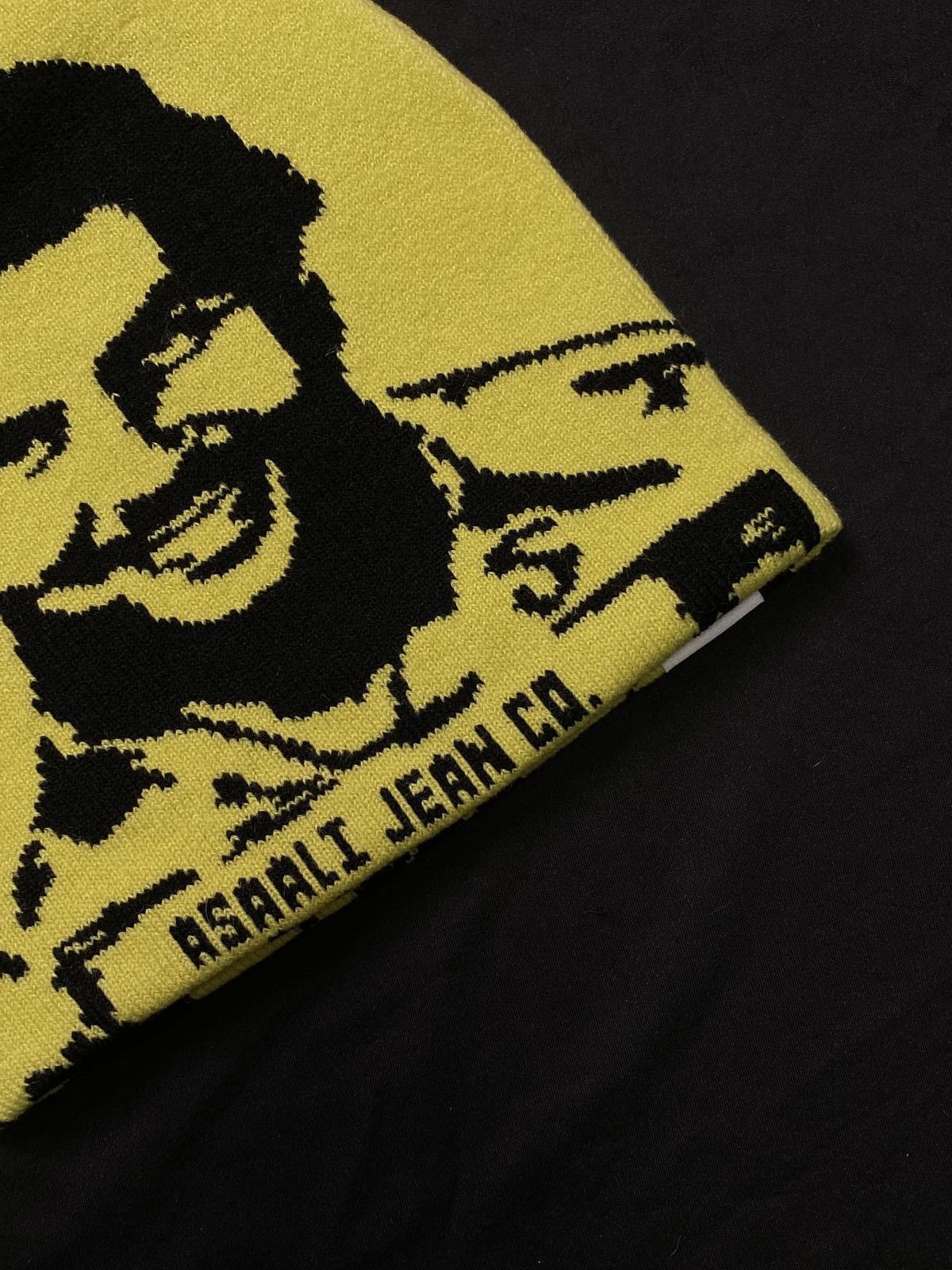 Asaali Rare Asaali Cartel Skully No Cuff Knit Yellow Beanie Hats OS Size ONE SIZE - 2 Thumbnail
