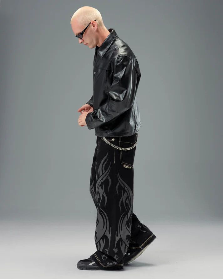 JNCO JNCO JEANS - BRAND NEW - Flame Karatz Jeans Jet Black Size US 34 / EU 50 - 4 Thumbnail