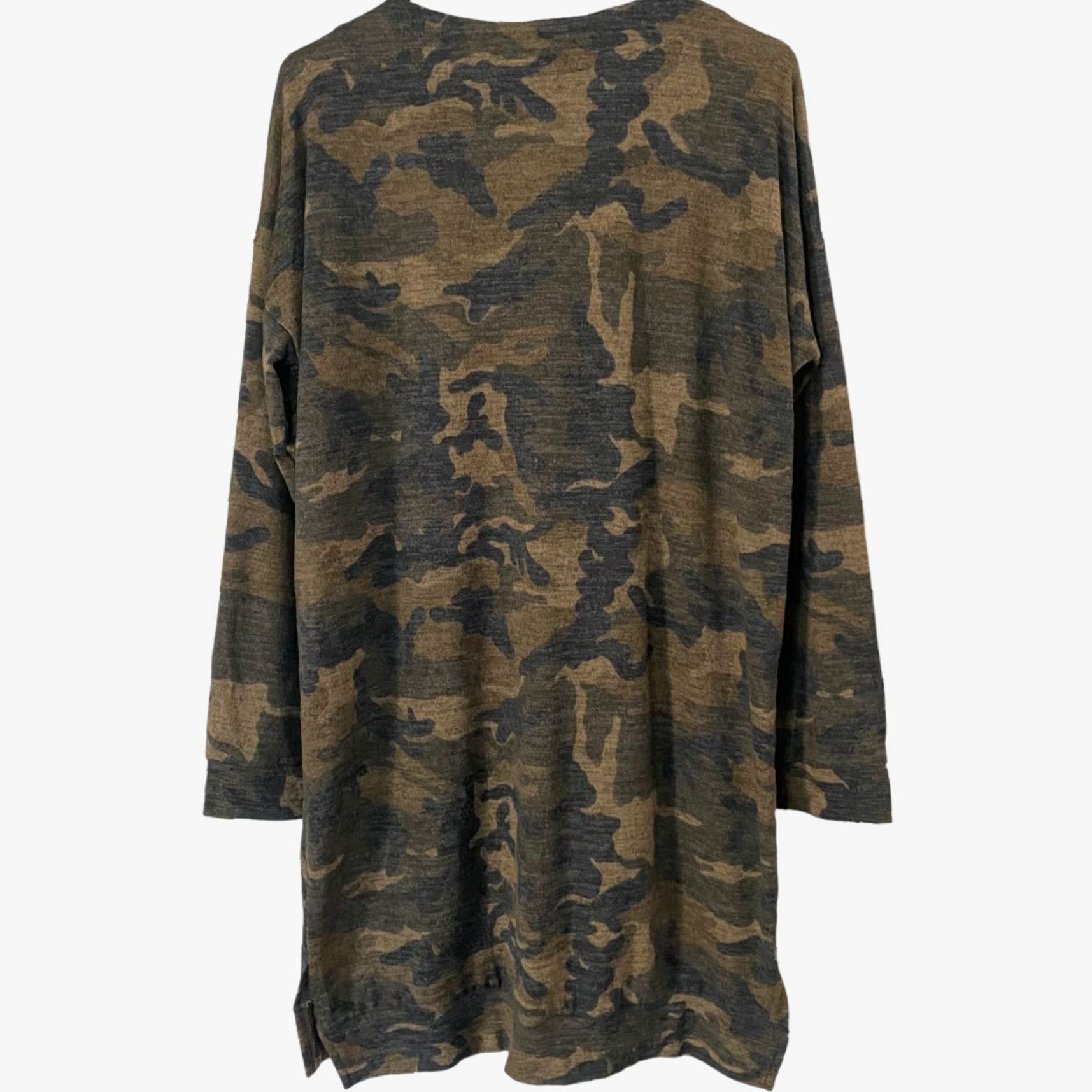 Vintage Cherish Camouflage Lace-Up Long-Sleeve Dress Casual Women Green L Size L / US 10 / IT 46 - 3 Thumbnail
