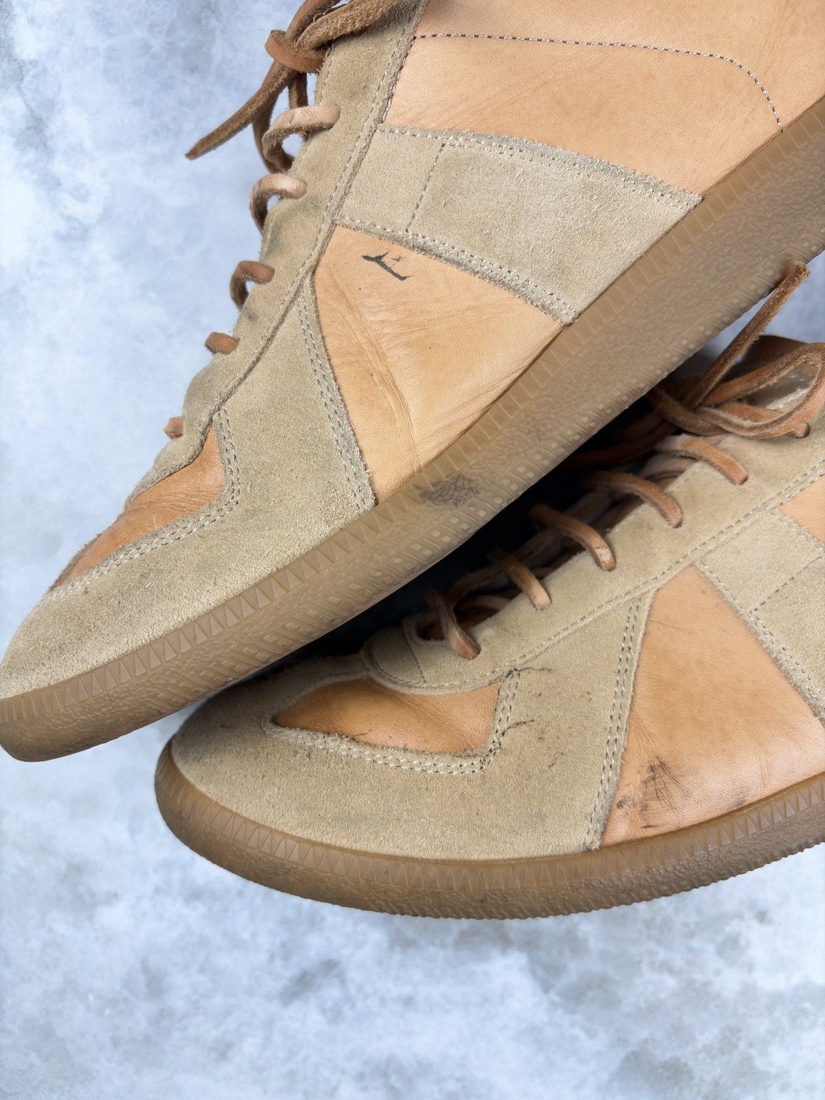 Maison Margiela AW21 Maison Margiela Natural Tan Leather Laced Gat Sneakers Size US 10 / EU 43 - 4 Thumbnail