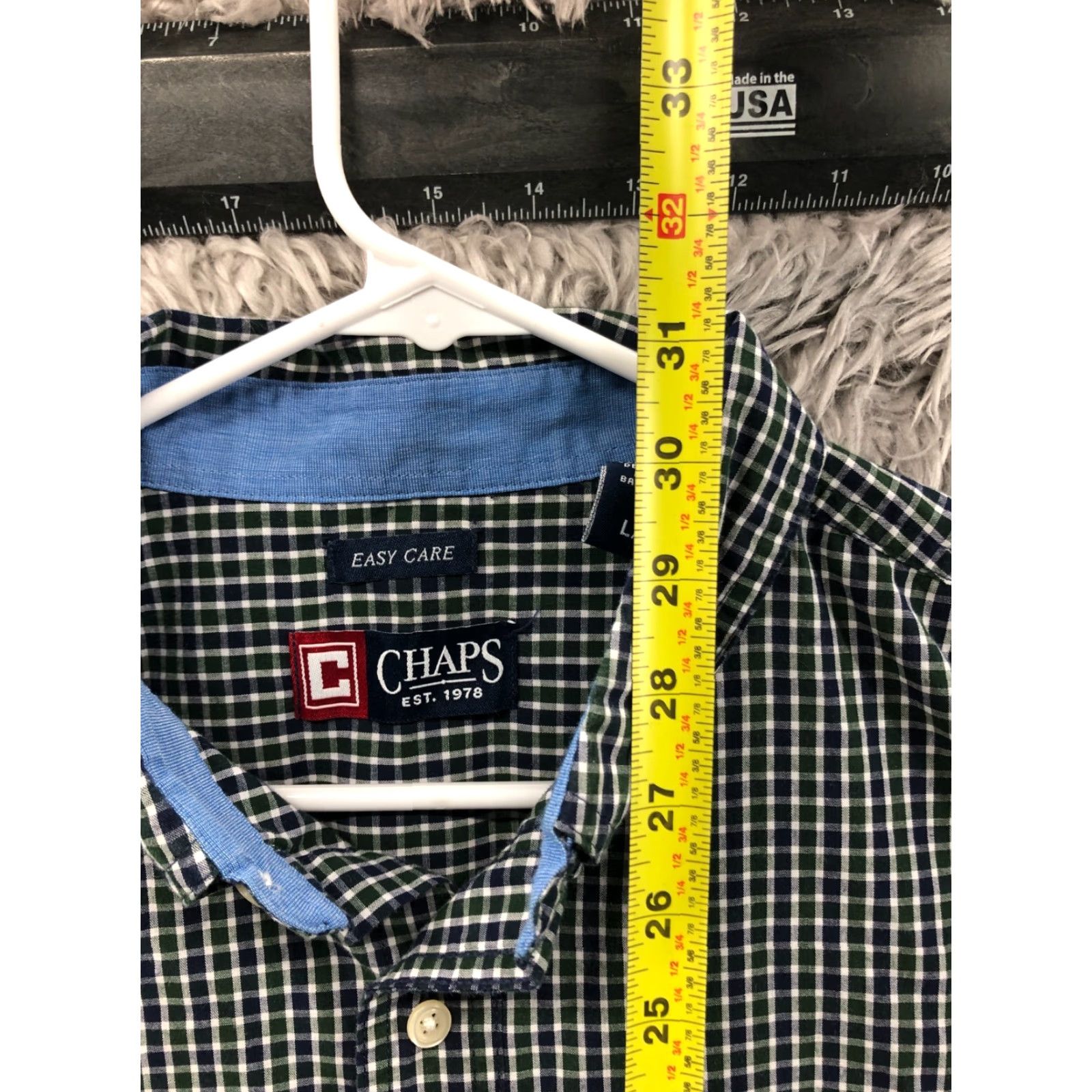 Chaps Chaps Easy Care Shirt Mens Size L Green Check Long Sleeve Button Down Collar Size US L / EU 52-54 / 3 - 6 Thumbnail