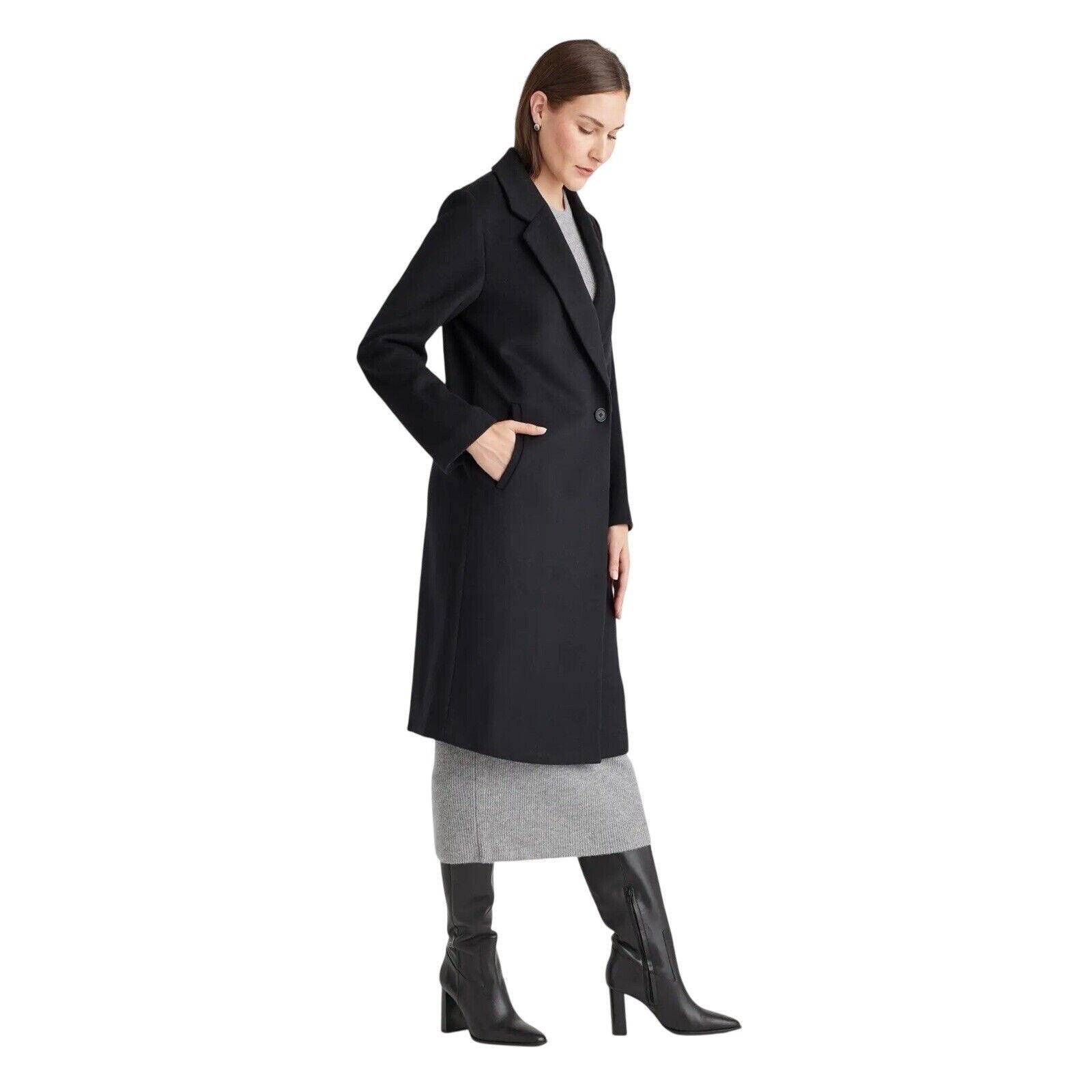 Quince Quince Large Black ItalianSingle Breasted Wool Coat Size L / US 10 / IT 46 - 2 Thumbnail