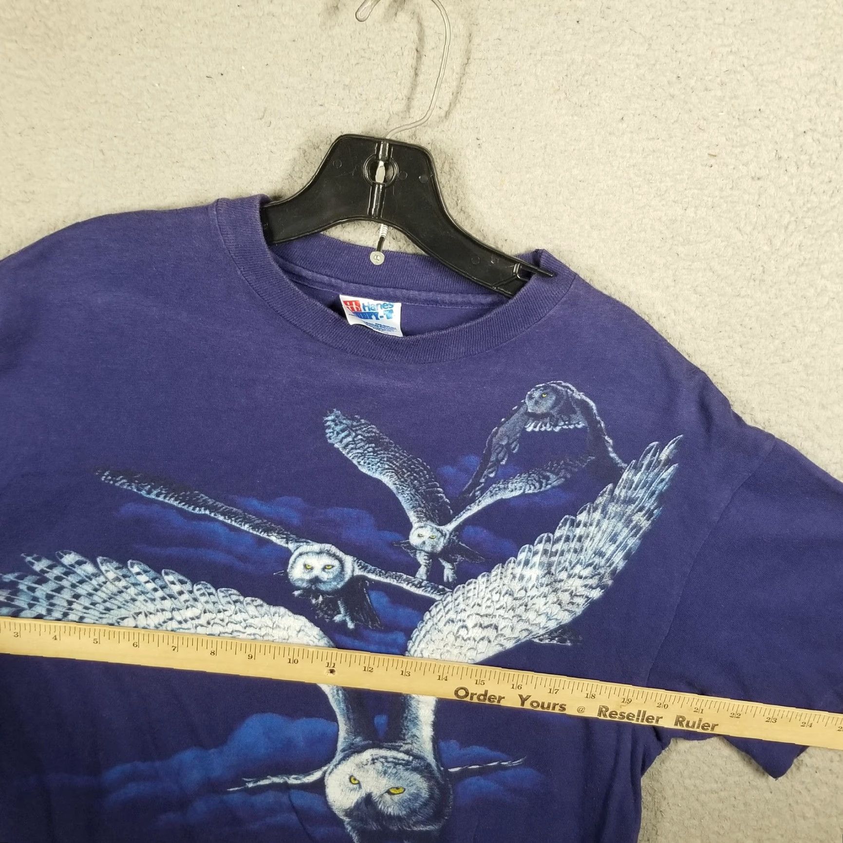 Hanes VINTAGE Hanes Beefy-T Shirt Mens Large Purple Owl Graphic 90s Crew Neck Short Sleeve Cotton USA Mens Size US L / EU 52-54 / 3 - 5 Thumbnail