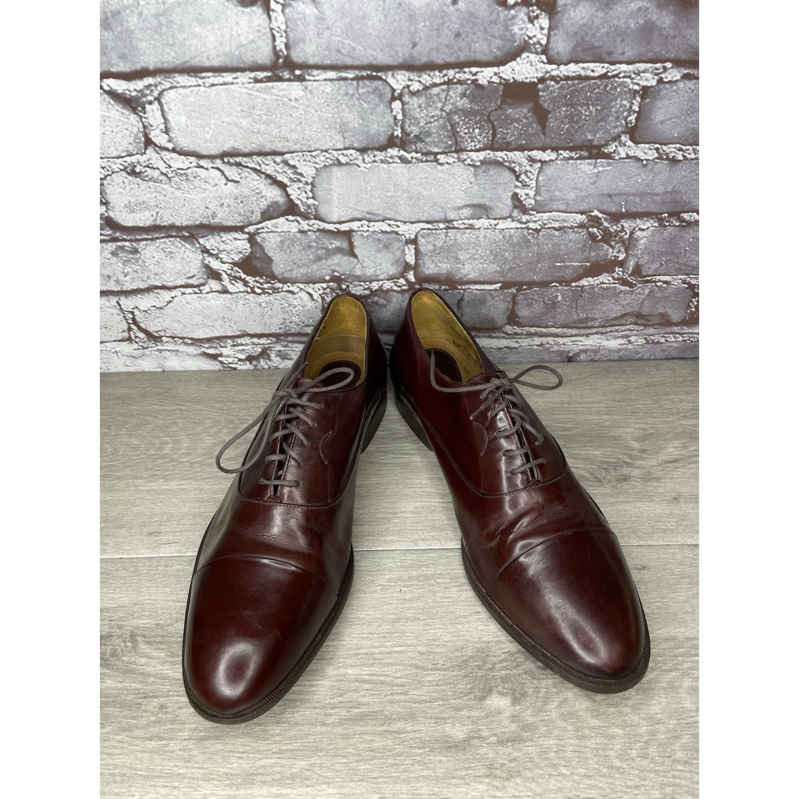 HARAGO Paragon Brown Leather Cap Toe Handmade Oxfords Lace Up Shoes Size US 11 / EU 44 - 17 Thumbnail
