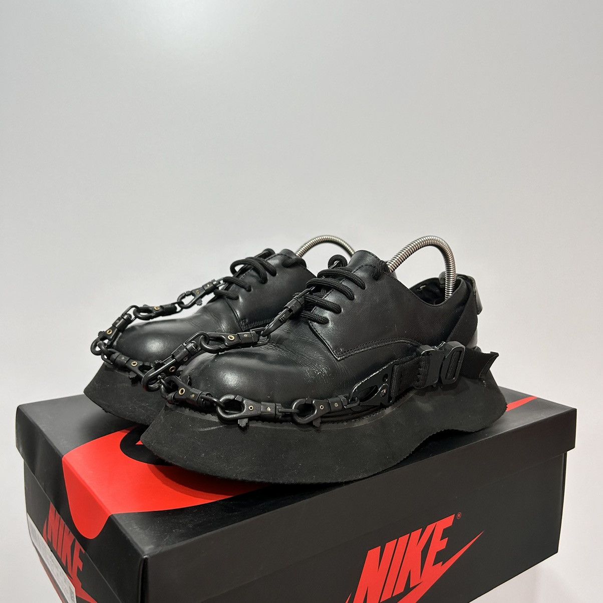 Band Tees × Designer Pink Punk Plank black chained shoes on platform Size US 7 / IT 37 - 1 Thumbnail