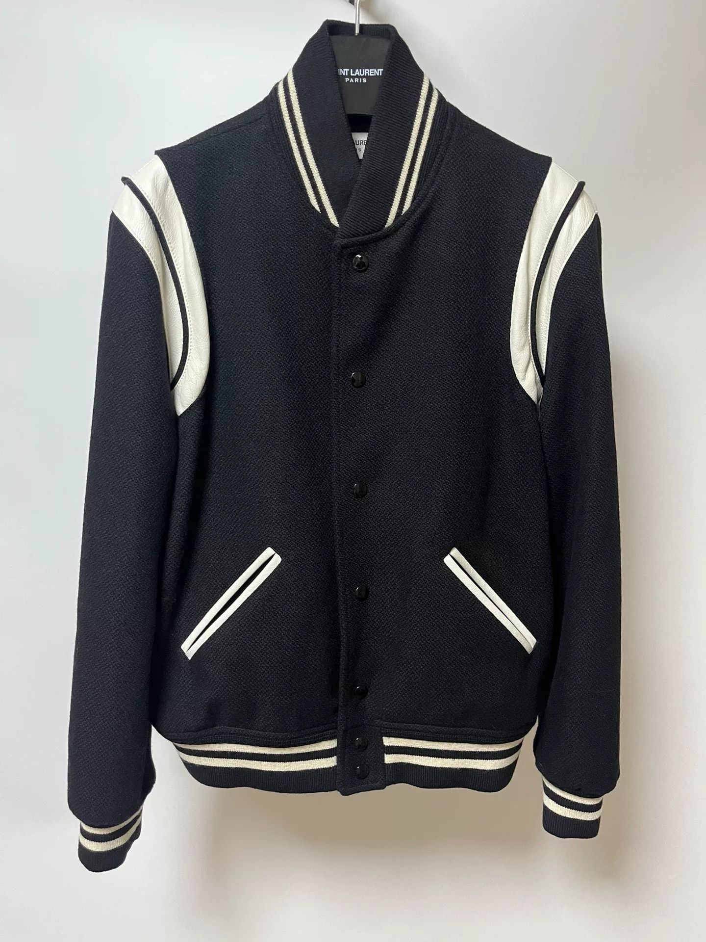 Saint Laurent Paris Saint Laurent 22FW Black White Varsity Jacket Size US M / EU 48-50 / 2 - 1 Thumbnail