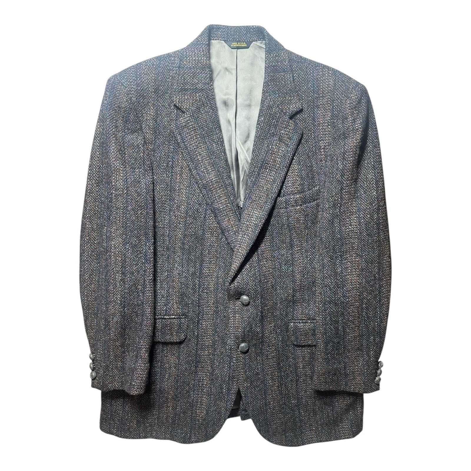 Stafford Stafford x Harris Tweed Striped 44R Wool Sport Coat Blazer Size 44R - 1 Thumbnail